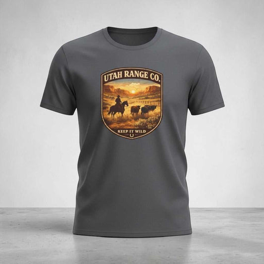Big Sky Ranch Co. cowboy T-shirt featuring a western ranch graphic and the phrase "Keep It Wild" on a casual tee.