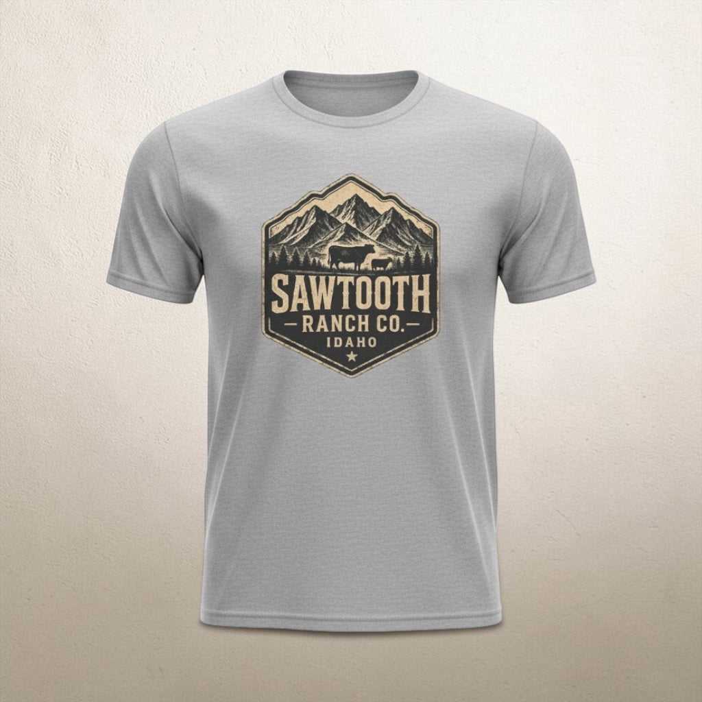 Sawtooth Ranch Co. Idaho vintage mountain logo T-shirt