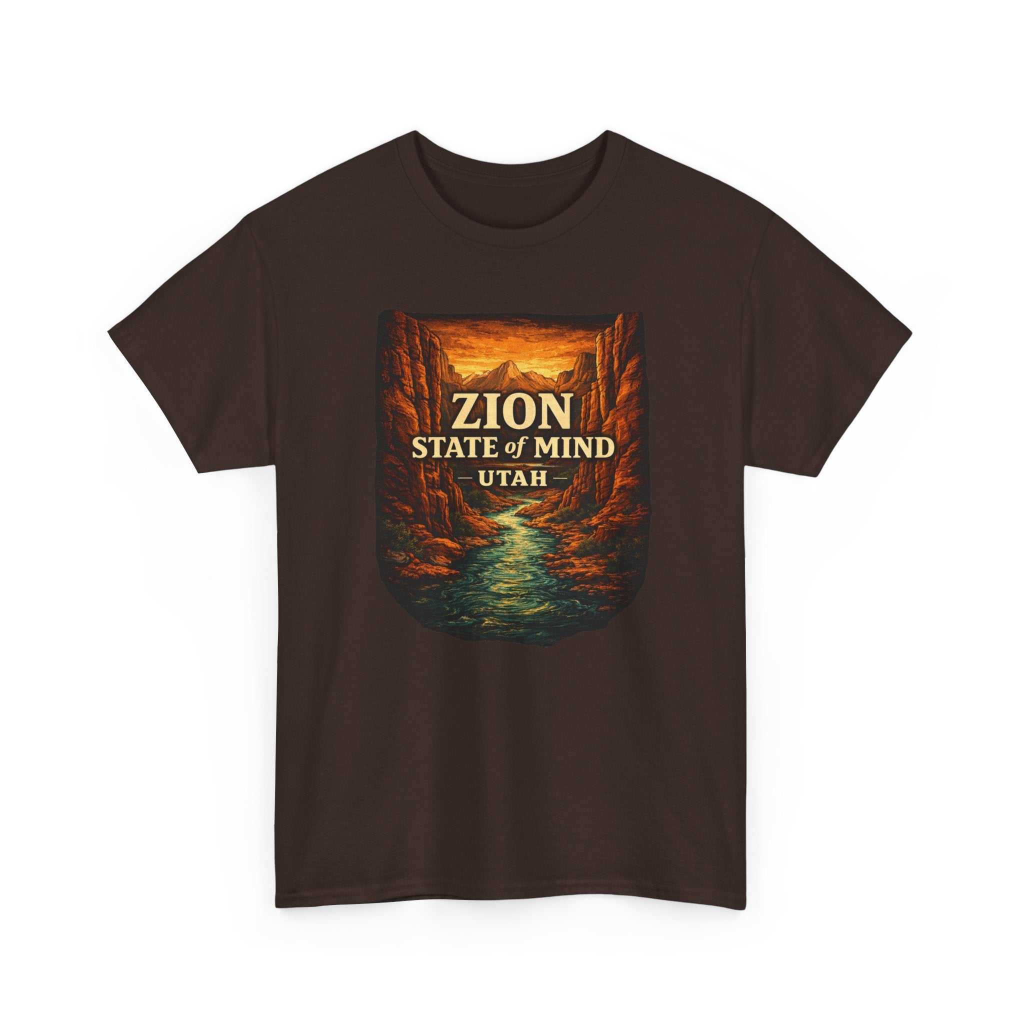 Big Sky Ranch Co. Zion State of Mind Utah T-Shirt featuring a scenic canyon adventure design on soft fabric.