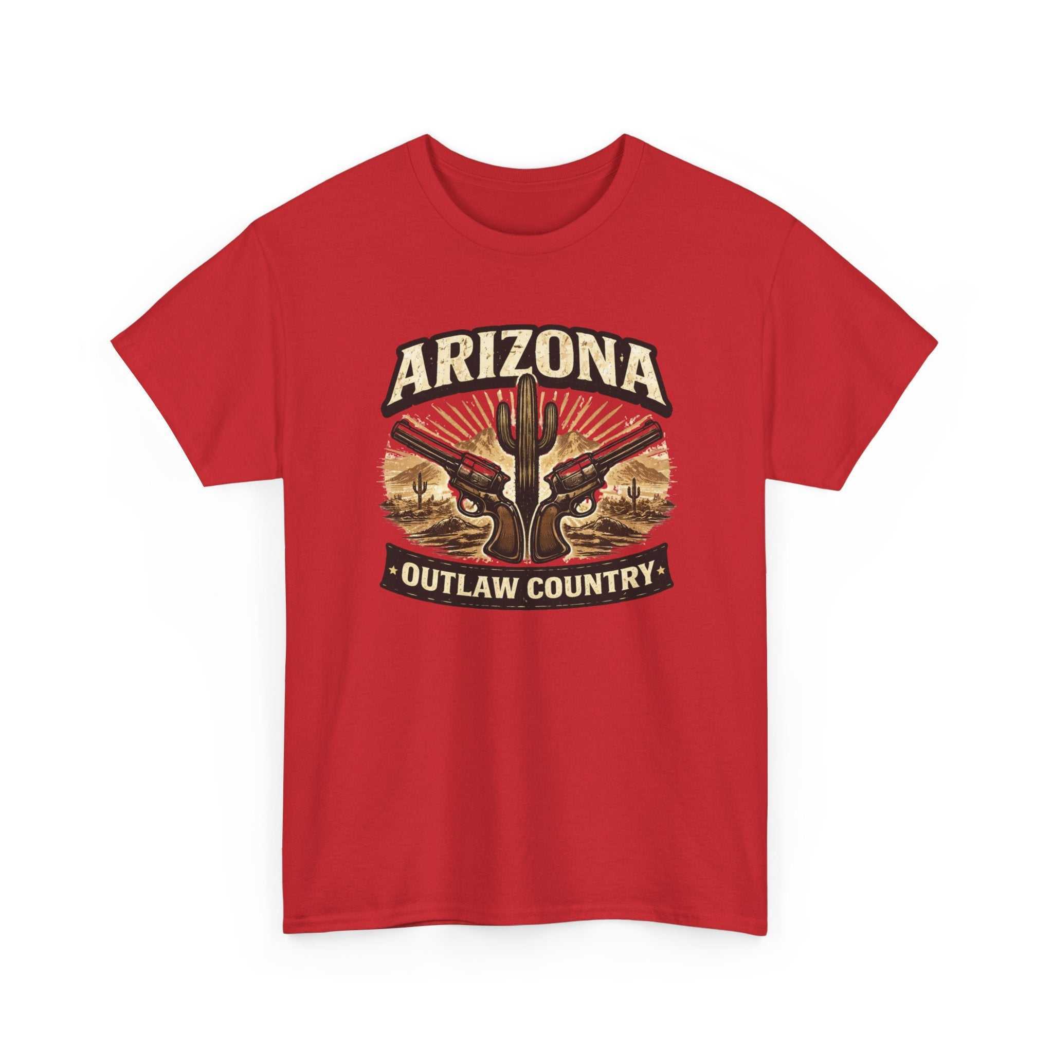 Arizona Outlaw Country T-Shirt by Big Sky Ranch Co. featuring a desert cactus Western graphic on a casual cotton tee.