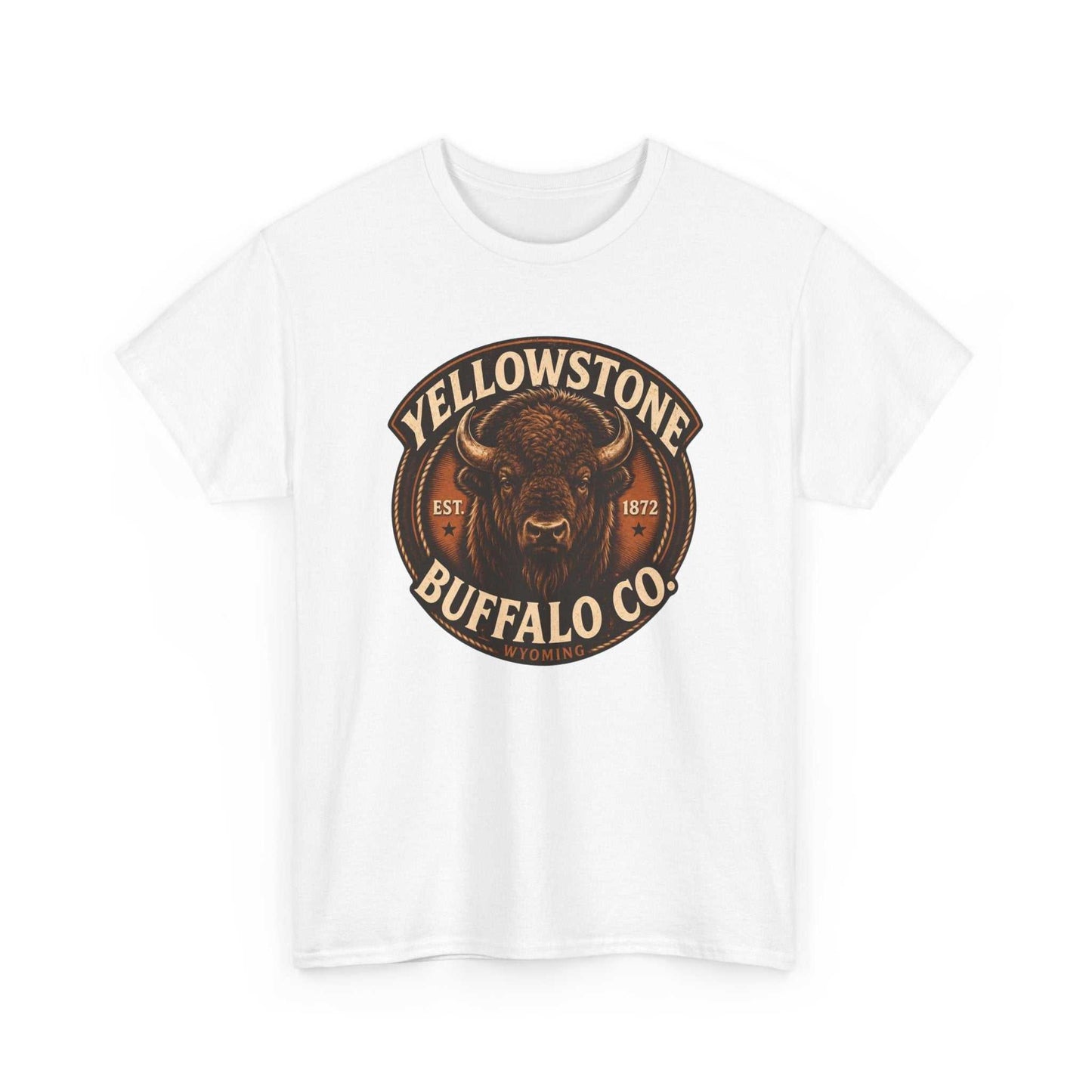 Vintage rustic Yellowstone Buffalo Co. T-Shirt by Big Sky Ranch Co. featuring a buffalo graphic on a classic tee.