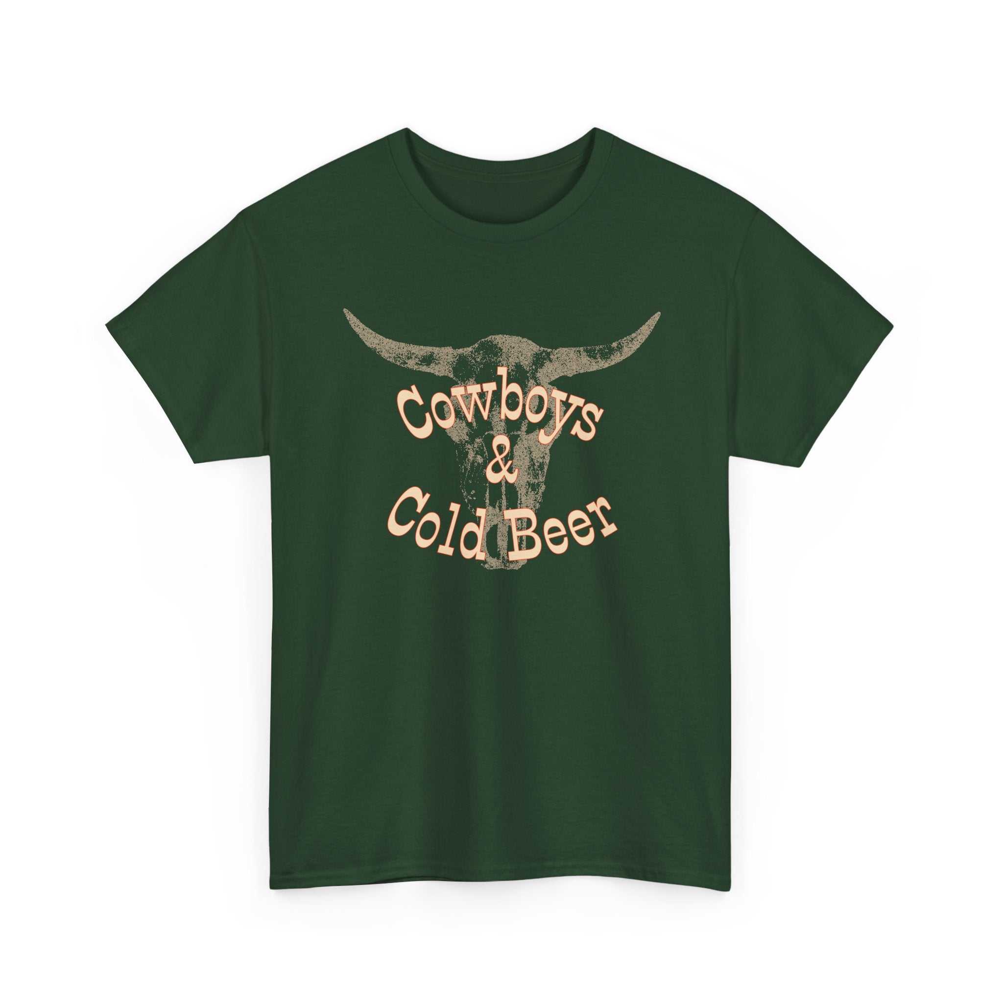 Western cowboy graphic T-shirt by Big Sky Ranch Co. featuring cowboy and cold beer design for casual western style.