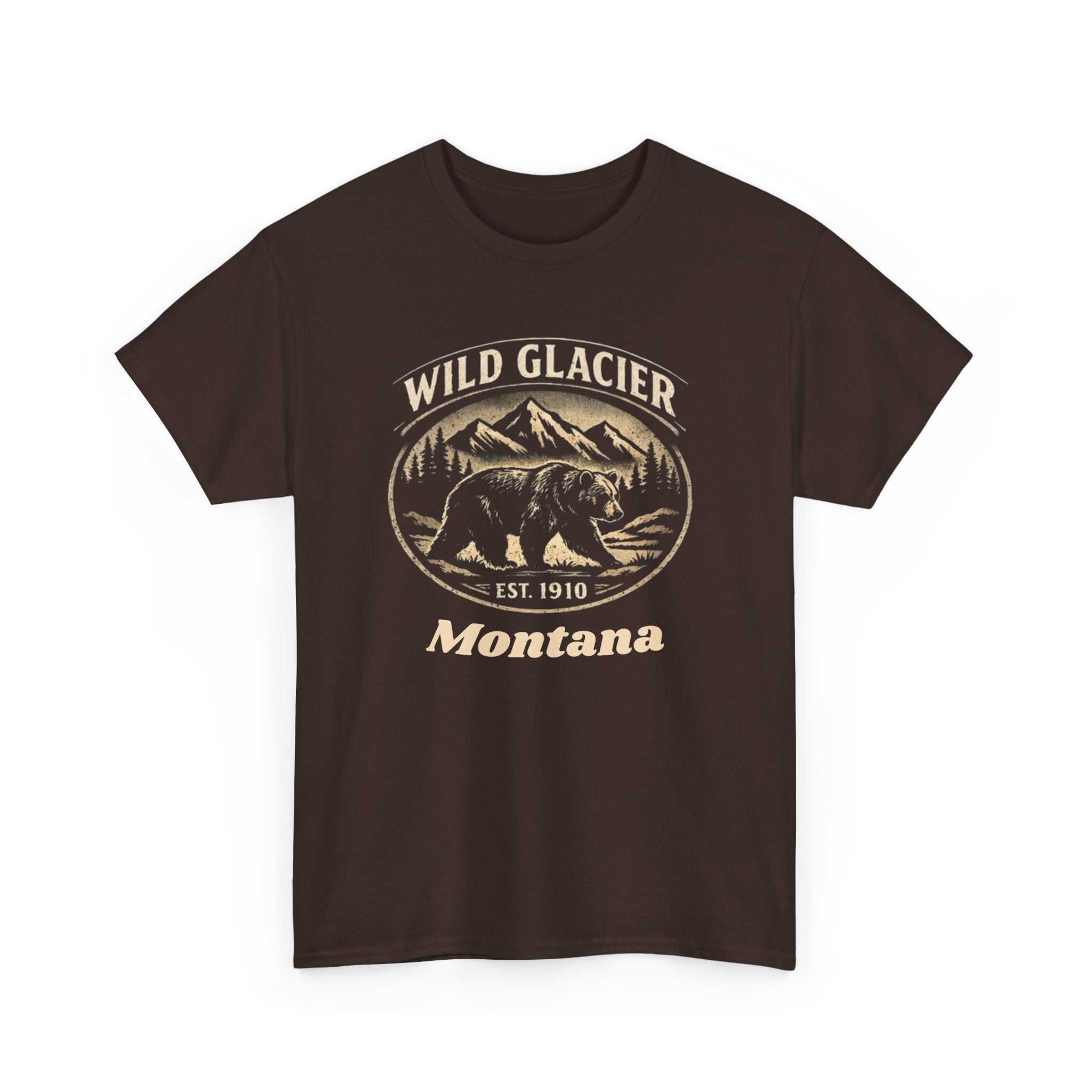 Vintage Montana National Park T-shirt featuring a Wild Glacier Montana Bear design, created by Big Sky Ranch Co.