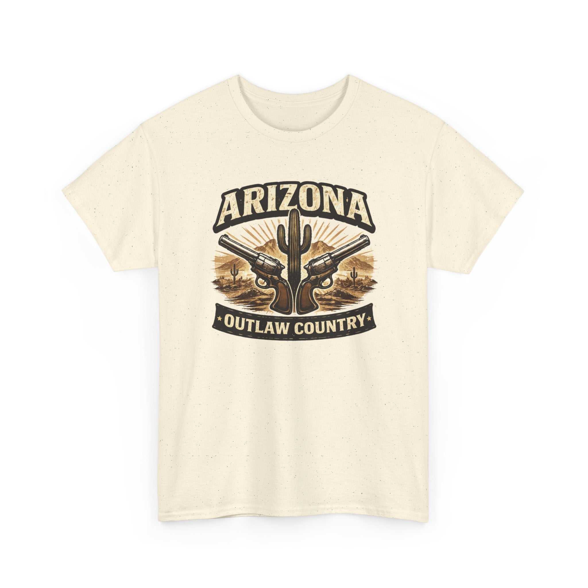 Arizona Outlaw Country T-Shirt by Big Sky Ranch Co. featuring desert cactus western graphic on a casual tee.