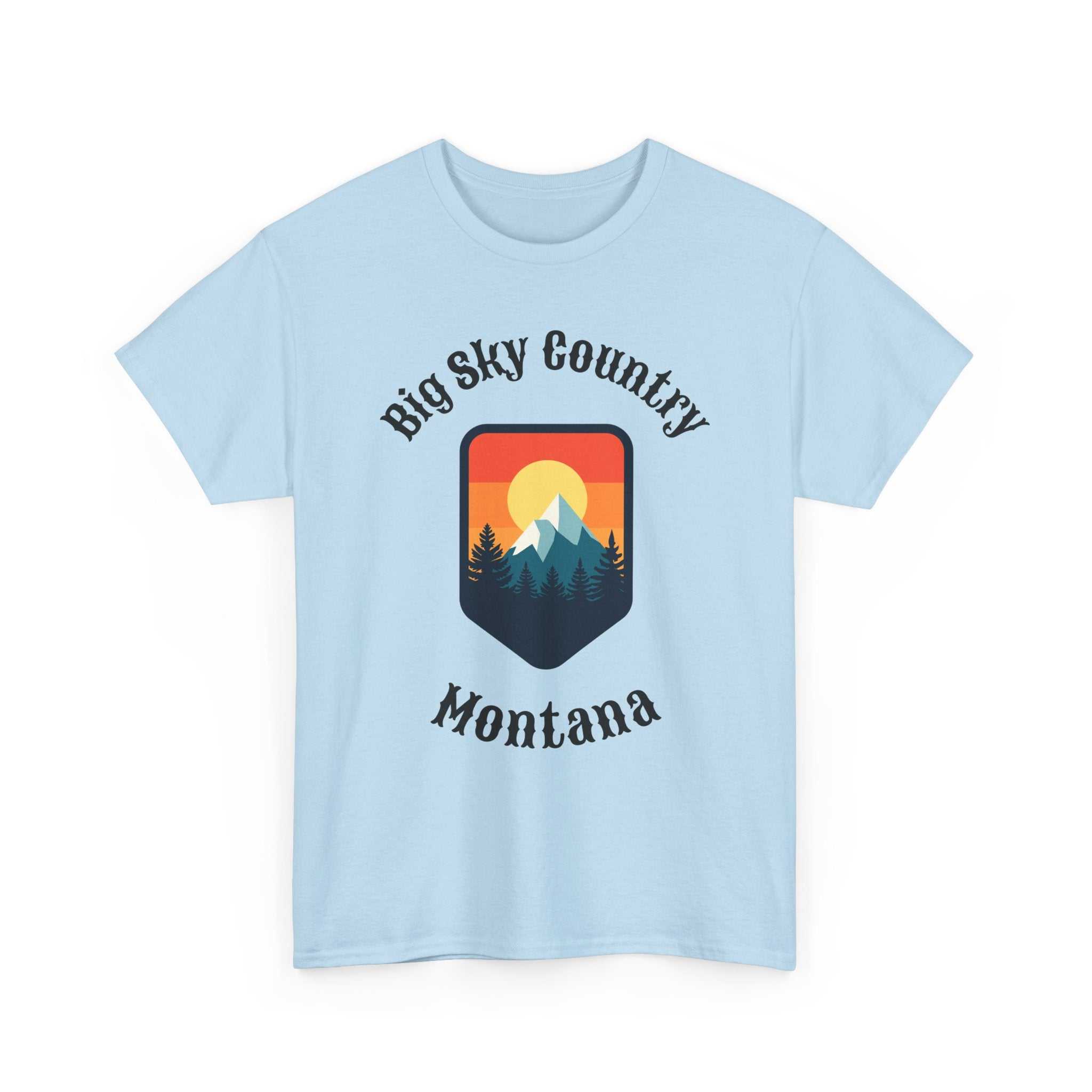 Big Sky Ranch Co. Montana Big Sky T-Shirt featuring a retro mountain sunset graphic on a comfortable casual tee.