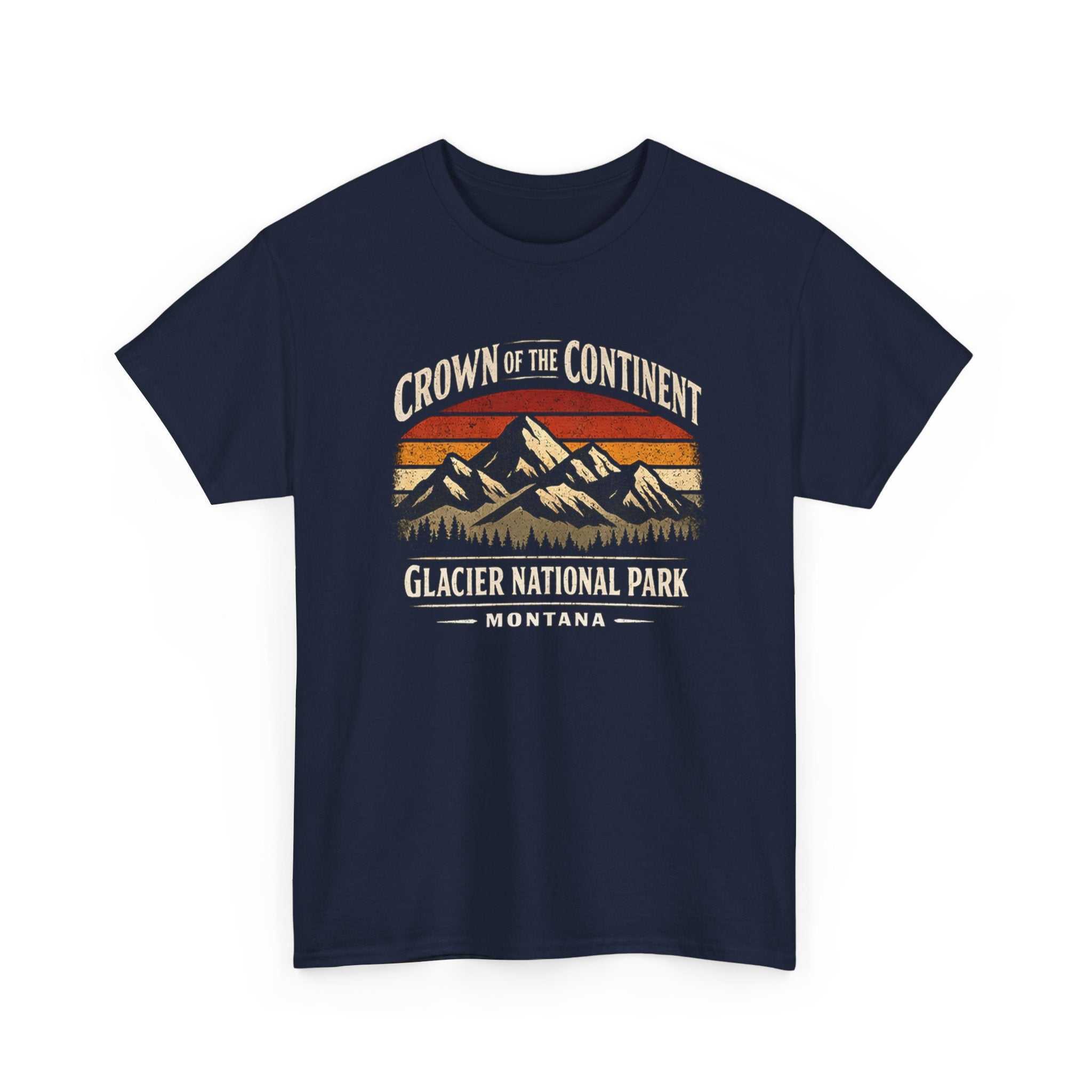 Vintage Glacier National Park T-shirt by Big Sky Ranch Co. featuring mountain and "Crown of the Continent" design.