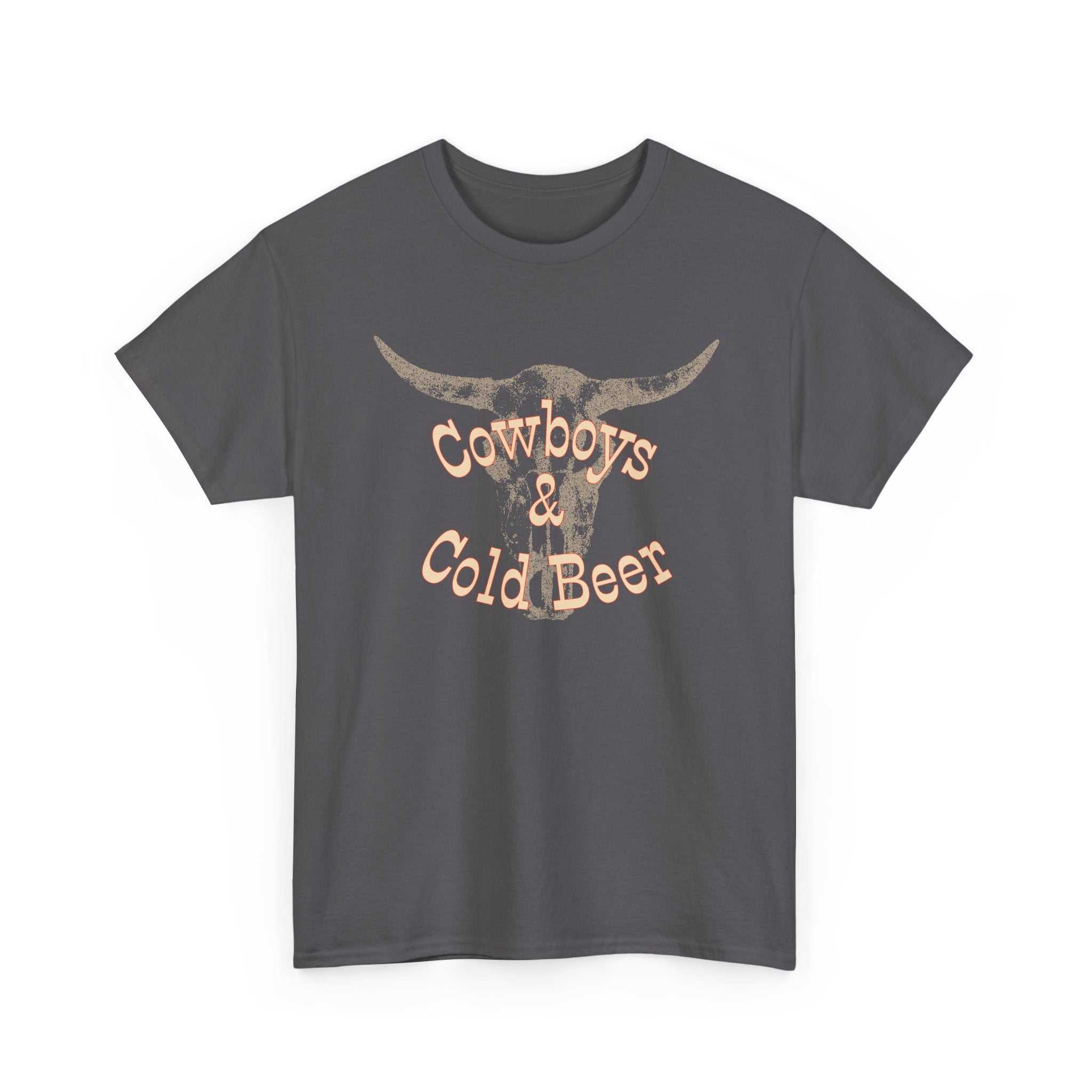 Western cowboy graphic T-shirt by Big Sky Ranch Co. featuring cowboy and cold beer design on a casual tee.