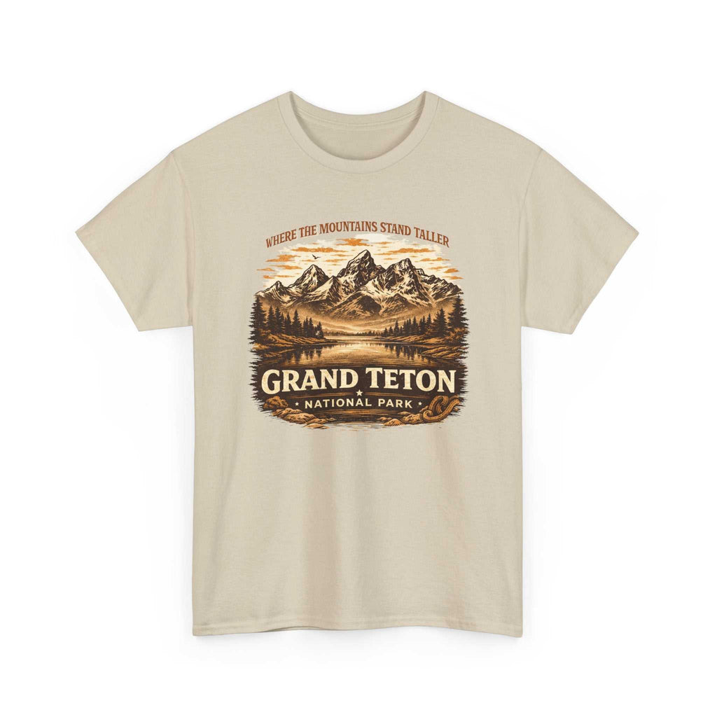 Vintage-style Grand Teton National Park T-shirt by Big Sky Ranch Co., featuring mountain and camping outdoor design.