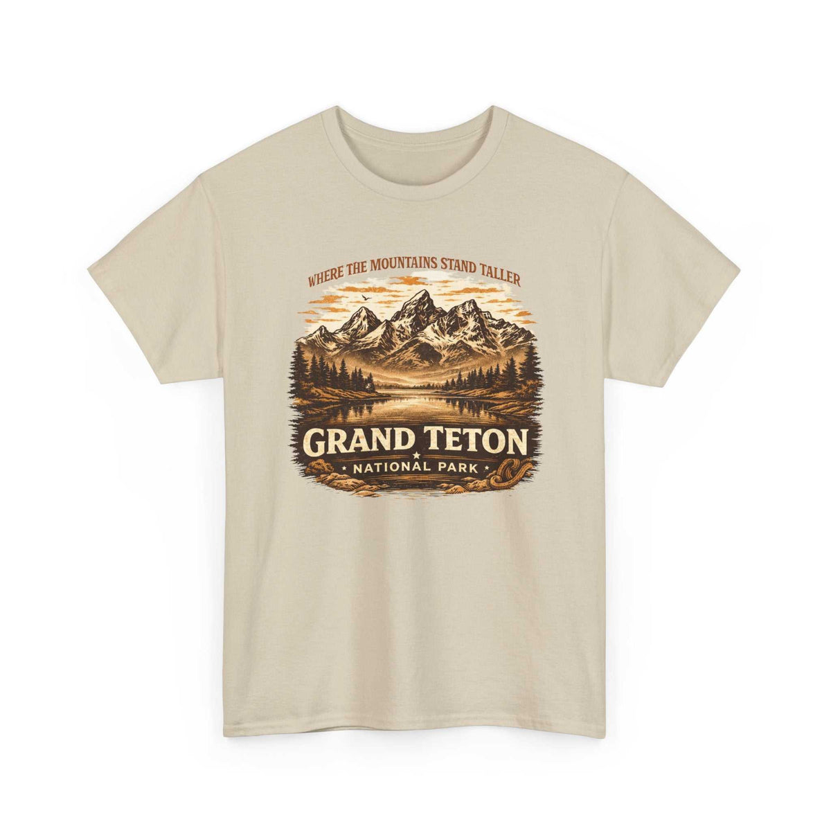 Vintage-style Grand Teton National Park T-shirt by Big Sky Ranch Co., featuring mountain and camping outdoor design.