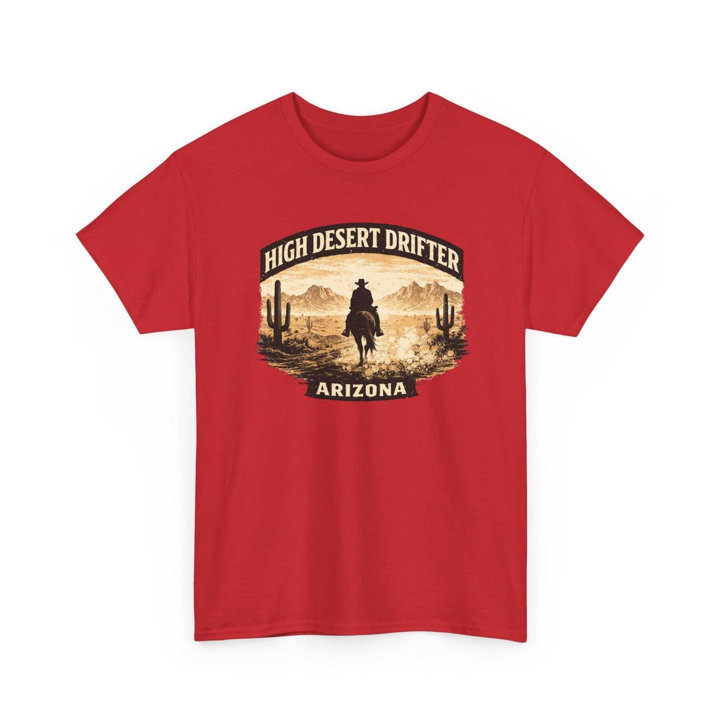 Western cowboy desert graphic T-shirt from Big Sky Ranch Co., featuring the High Desert Drifter Arizona design.