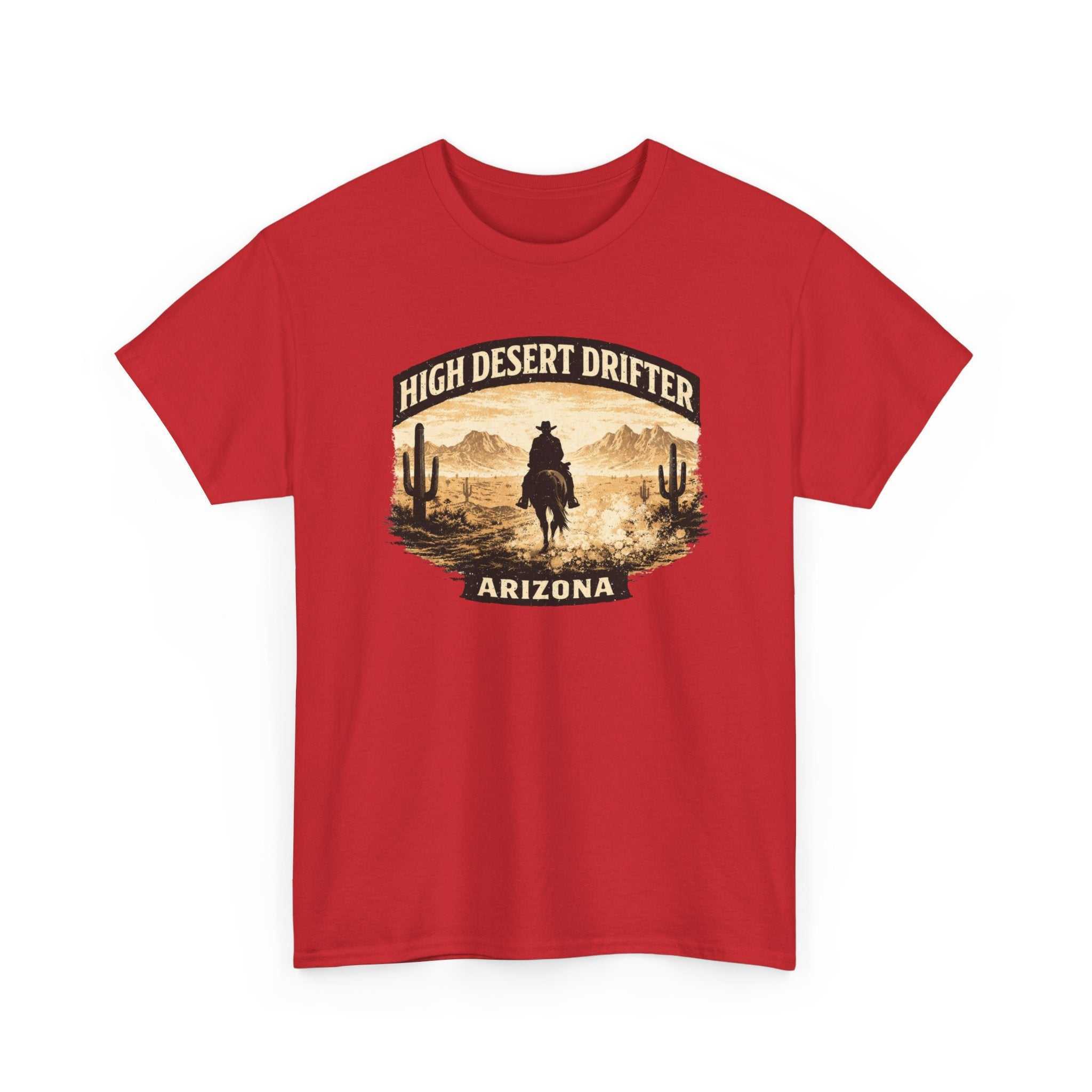 Western cowboy desert graphic T-shirt from Big Sky Ranch Co., featuring the High Desert Drifter Arizona design.