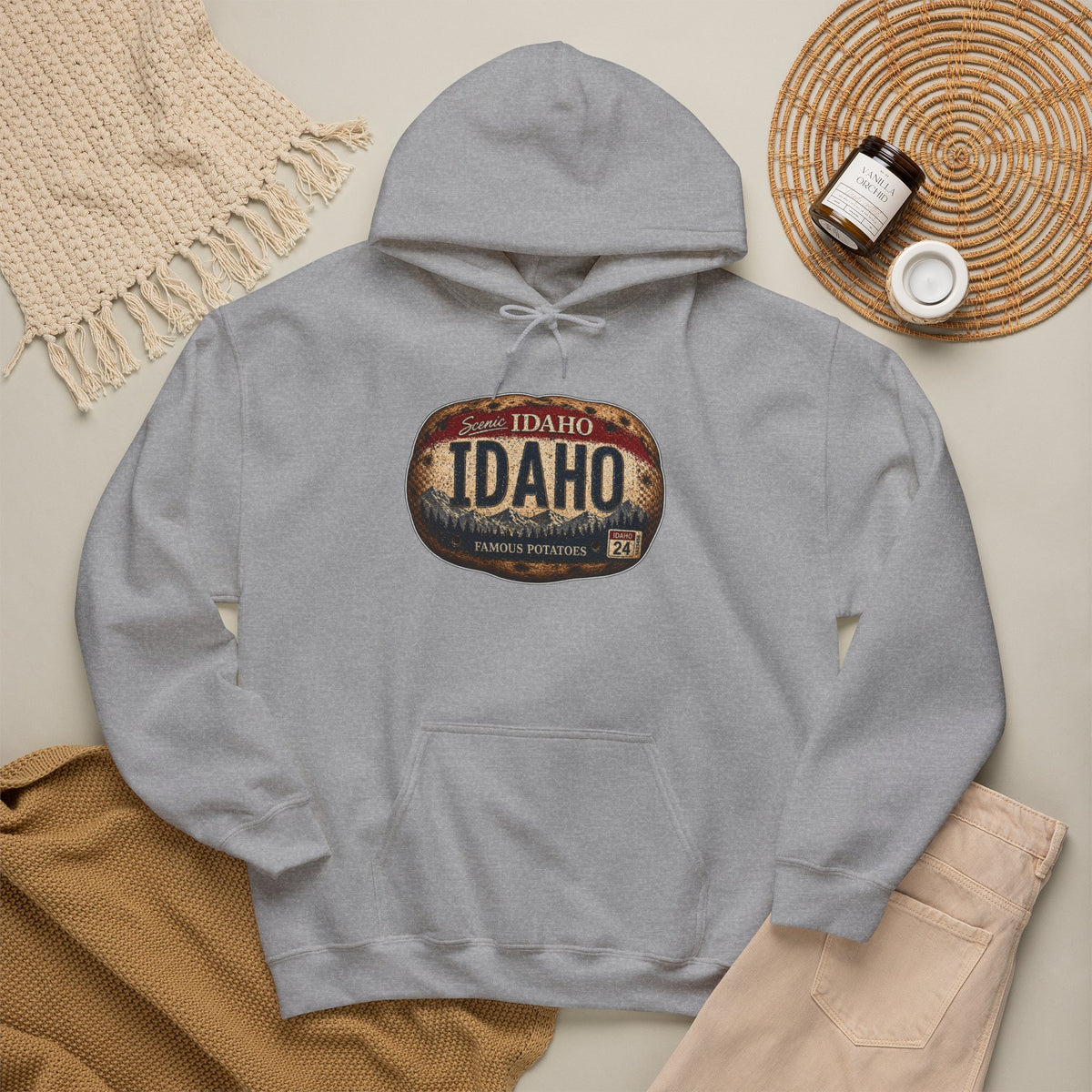 Idaho Vintage License Plate Hoodie — Retro State Pride Sweatshirt