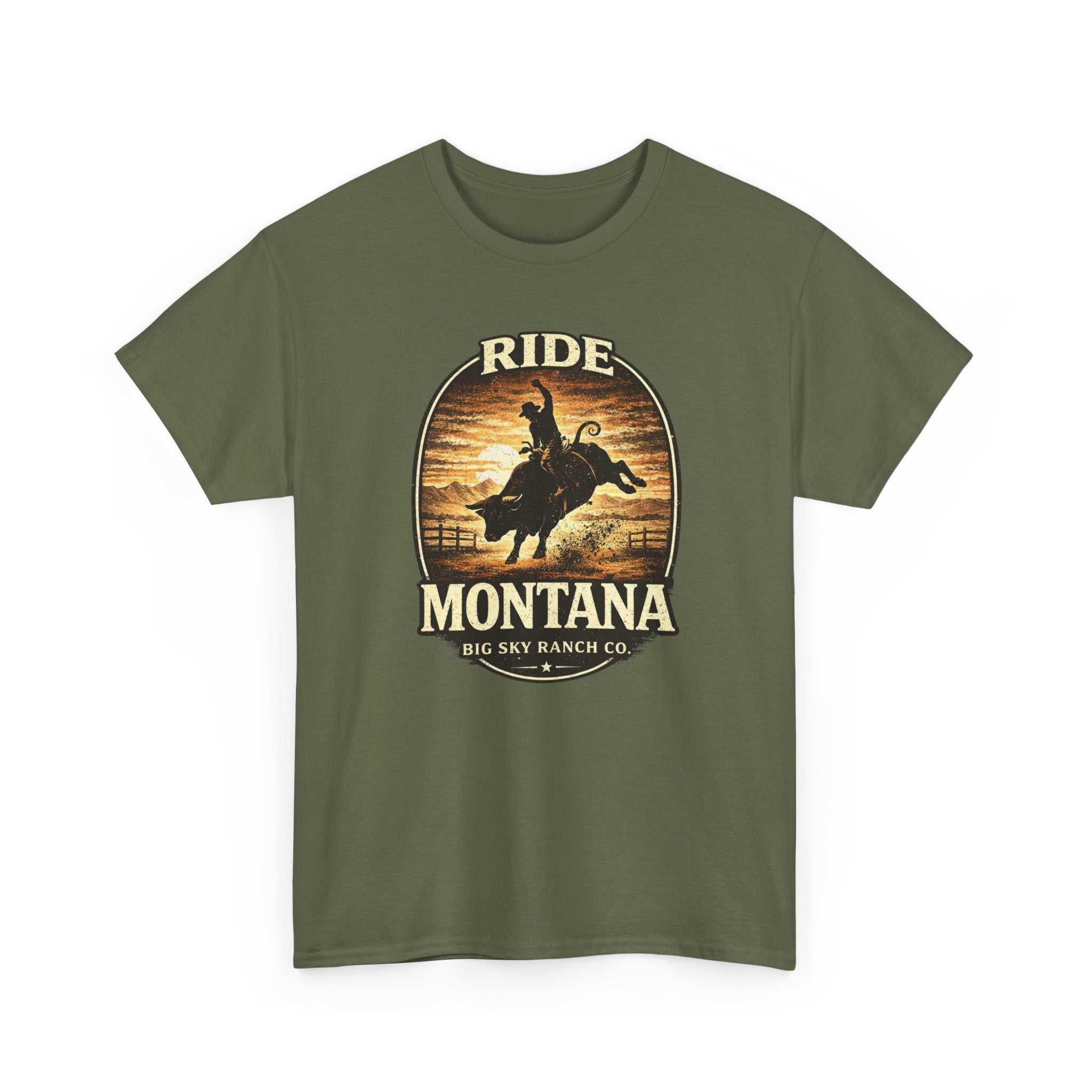 Vintage cowboy rodeo T-shirt from Big Sky Ranch Co. featuring western-inspired design and comfortable cotton fabric.