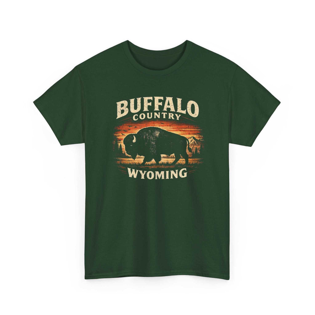 Buffalo Country Wyoming T-Shirt by Big Sky Ranch Co. featuring a rugged graphic design of a buffalo in a natural outdoor setting.