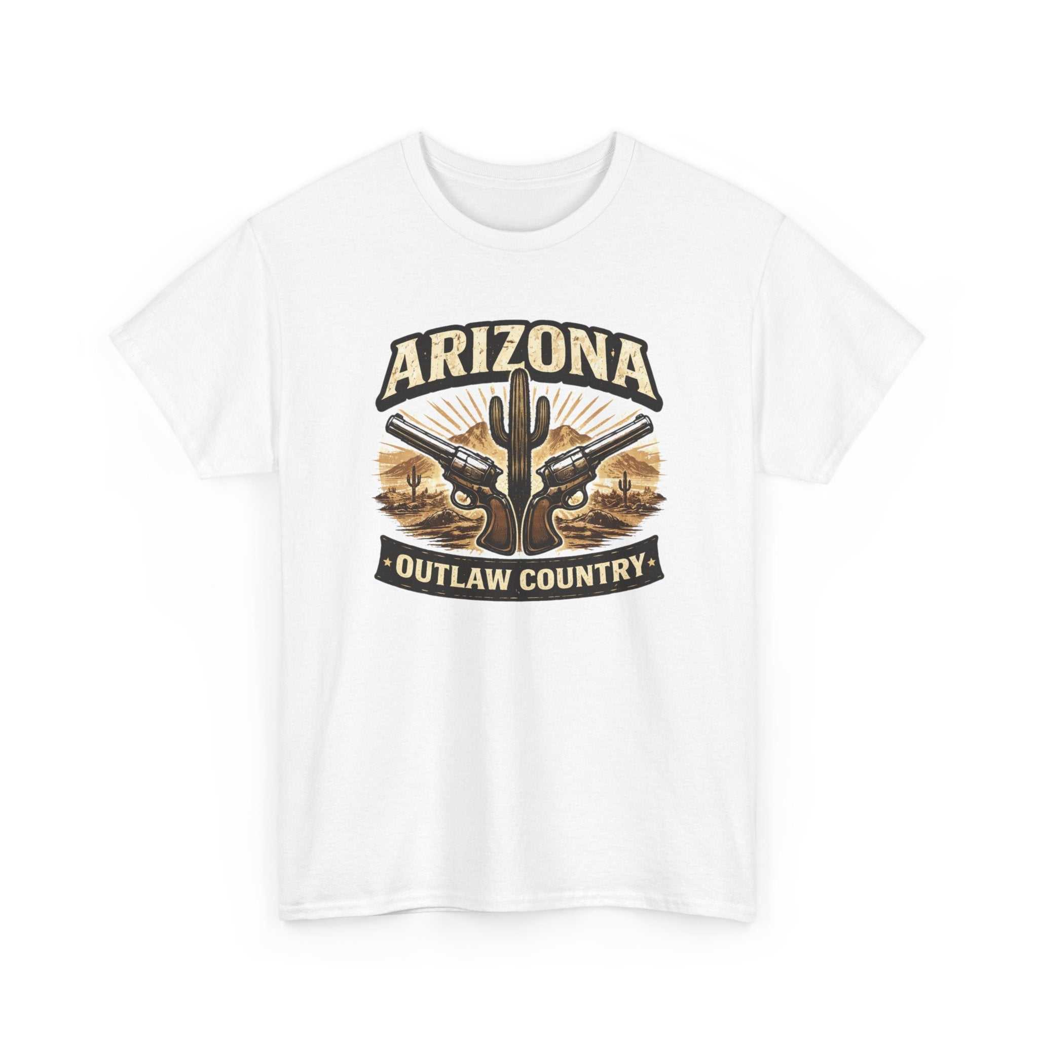 Arizona Outlaw Country T-Shirt by Big Sky Ranch Co., featuring a desert cactus Western graphic design.