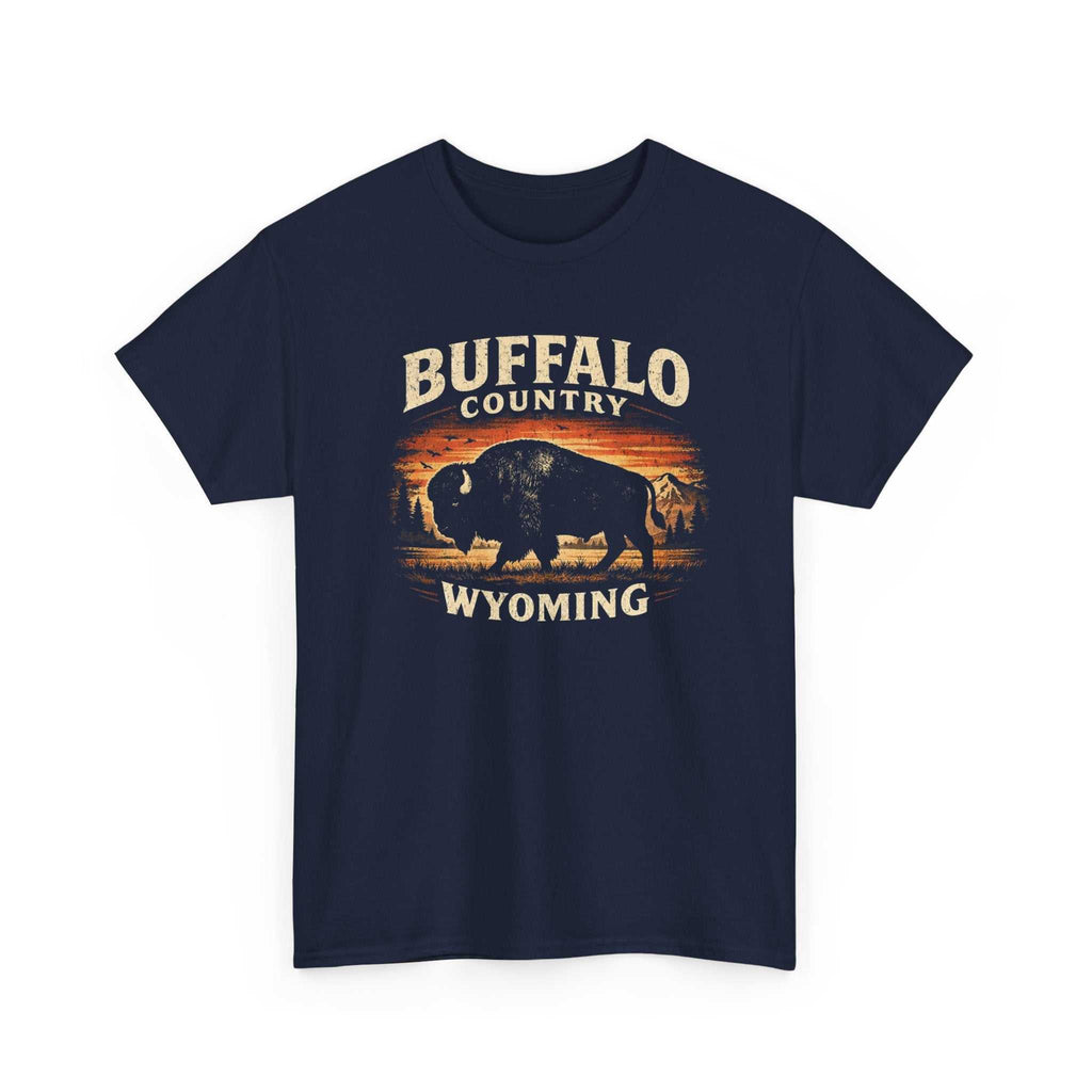 Big Sky Ranch Co. Buffalo Country Wyoming T-Shirt featuring a western buffalo graphic on a casual cotton tee.