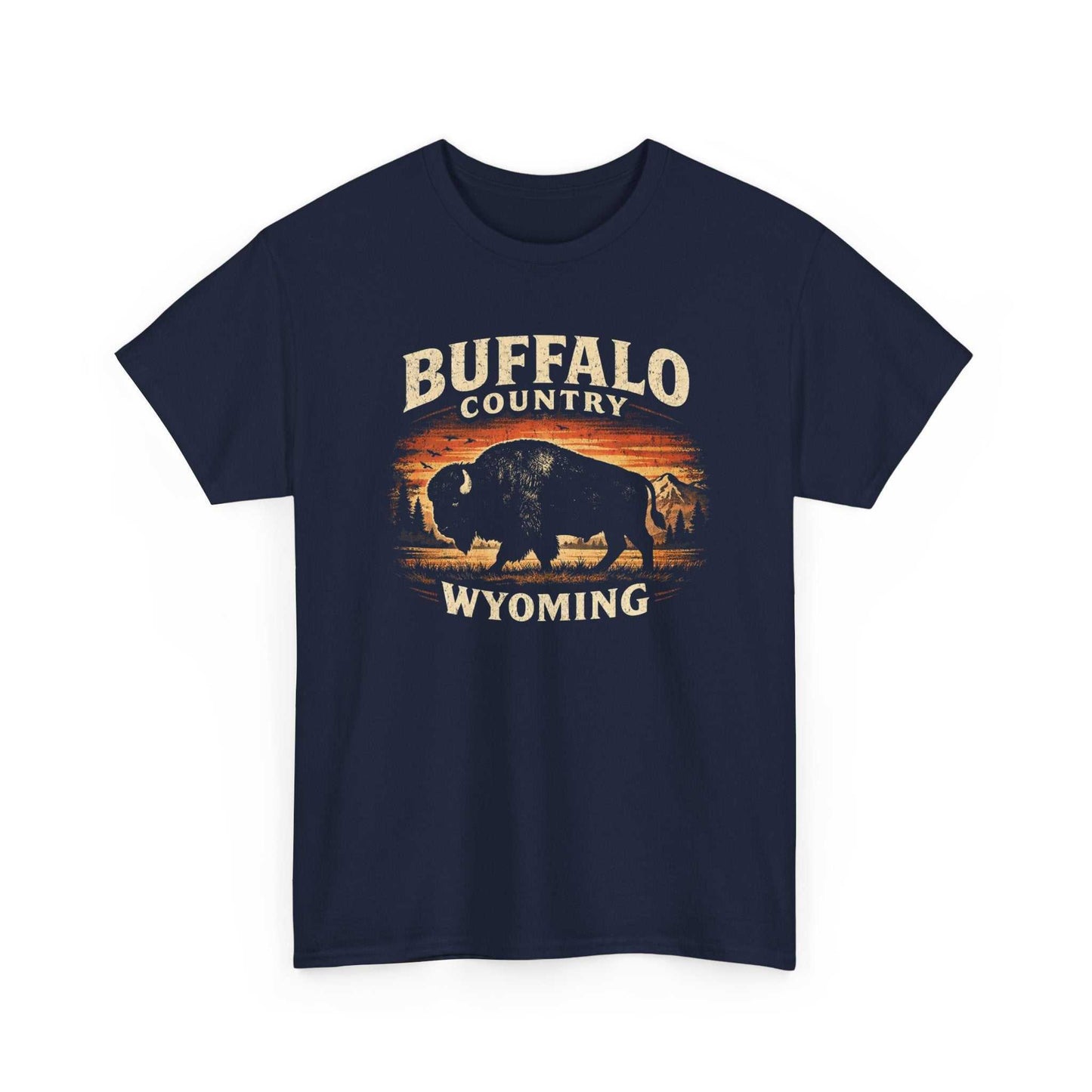 Big Sky Ranch Co. Buffalo Country Wyoming T-Shirt featuring a western buffalo graphic on a casual cotton tee.