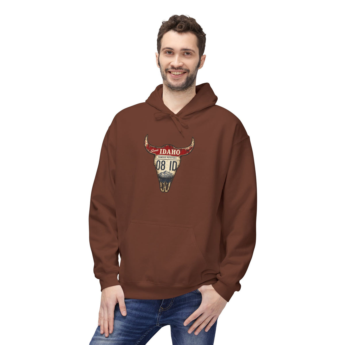 Longhorn Skull Hoodie — Western Buffalo Skull Graphic Pullover