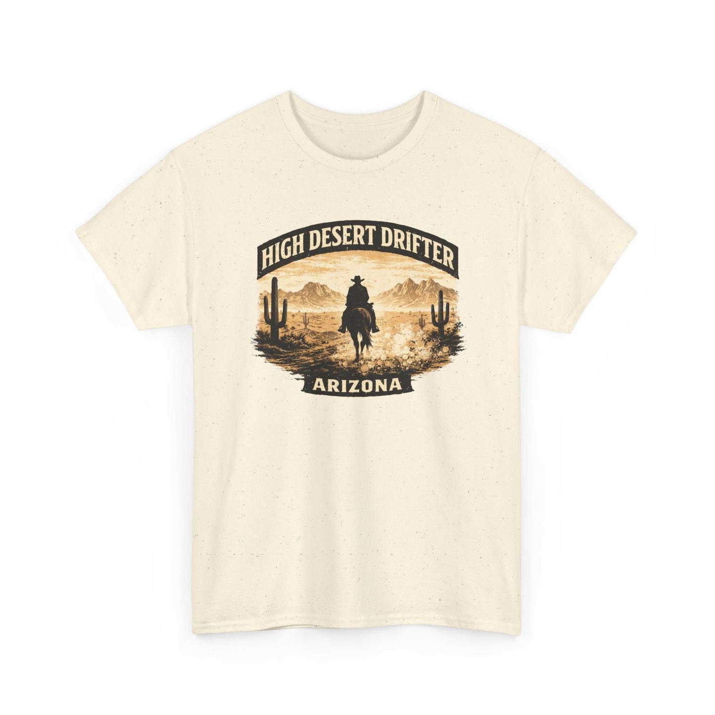 High Desert Drifter Arizona T-Shirt by Big Sky Ranch Co. featuring a Western cowboy desert graphic on a casual tee.