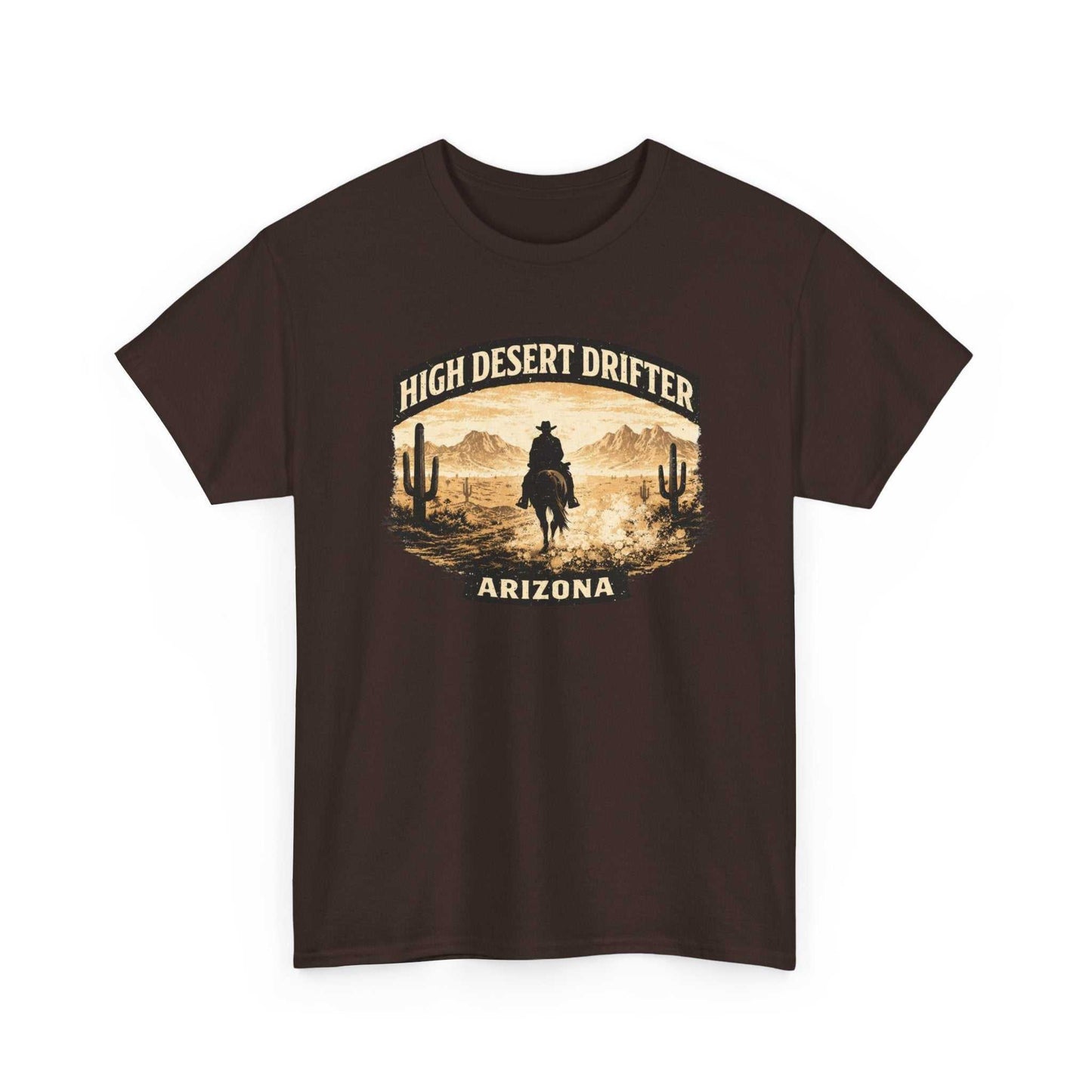 Big Sky Ranch Co. High Desert Drifter Arizona T-shirt featuring a Western cowboy desert graphic on a casual cotton tee.