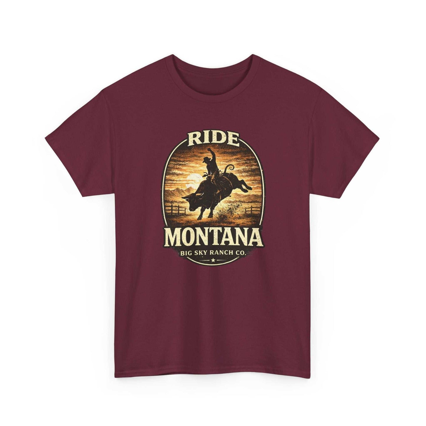 Vintage cowboy Rodeo T-Shirt by Big Sky Ranch Co. featuring western rodeo graphic and classic fit on soft fabric.