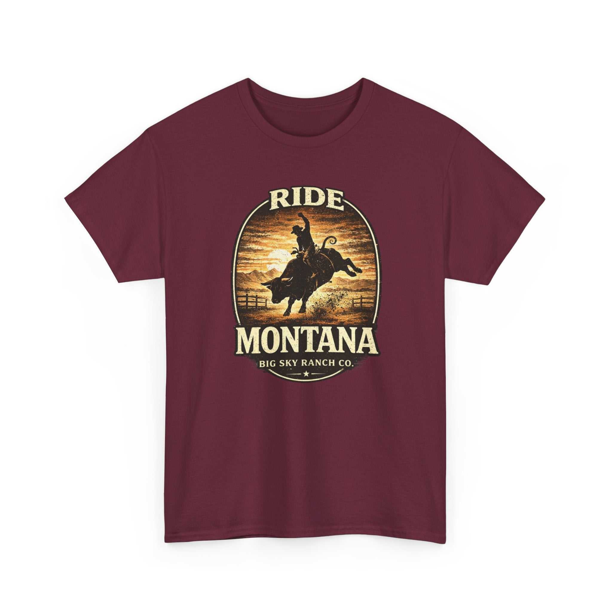 Vintage cowboy Rodeo T-Shirt by Big Sky Ranch Co. featuring western rodeo graphic and classic fit on soft fabric.