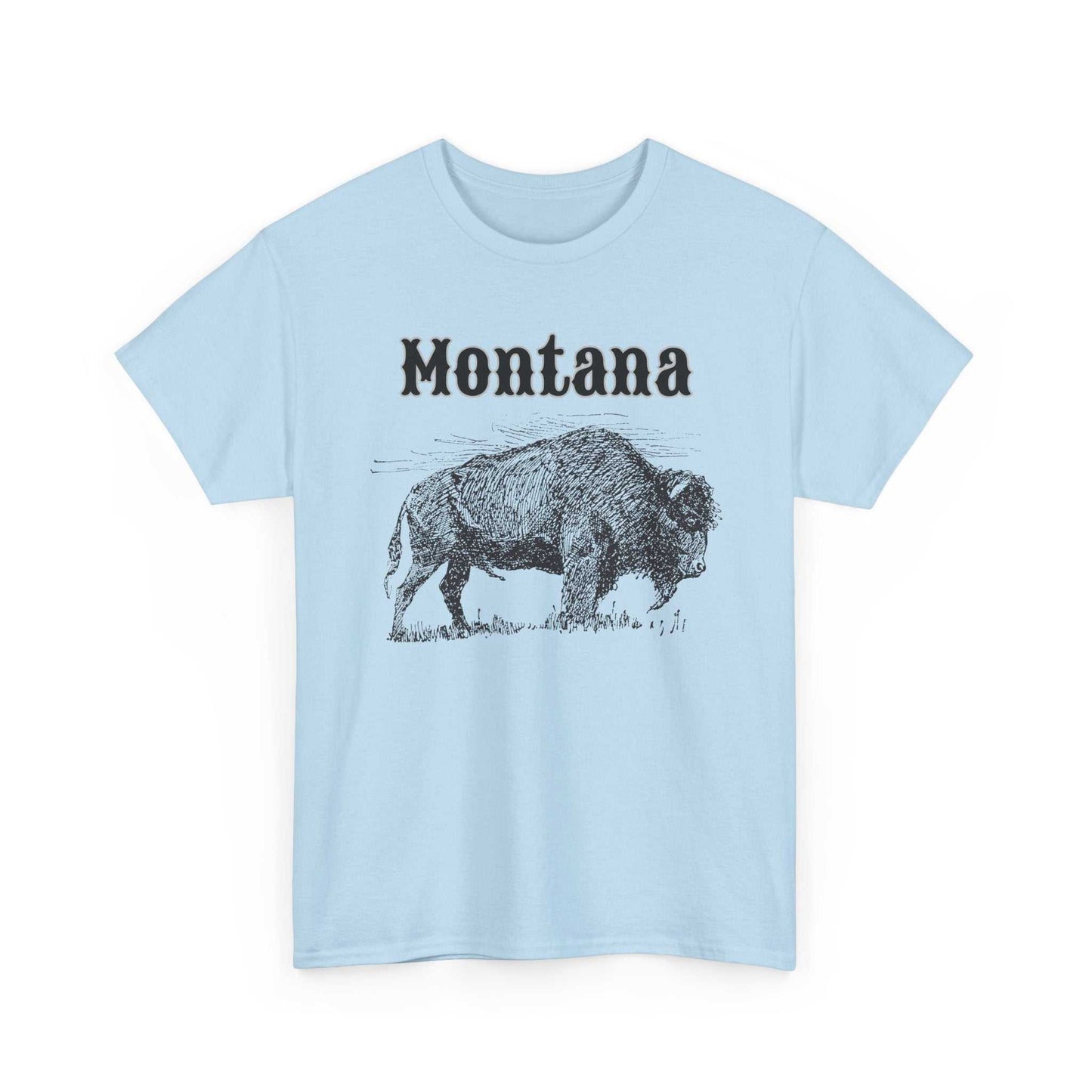 Big Sky Ranch Co. Montana Bison T-Shirt featuring a vintage buffalo graphic on a casual cotton tee.