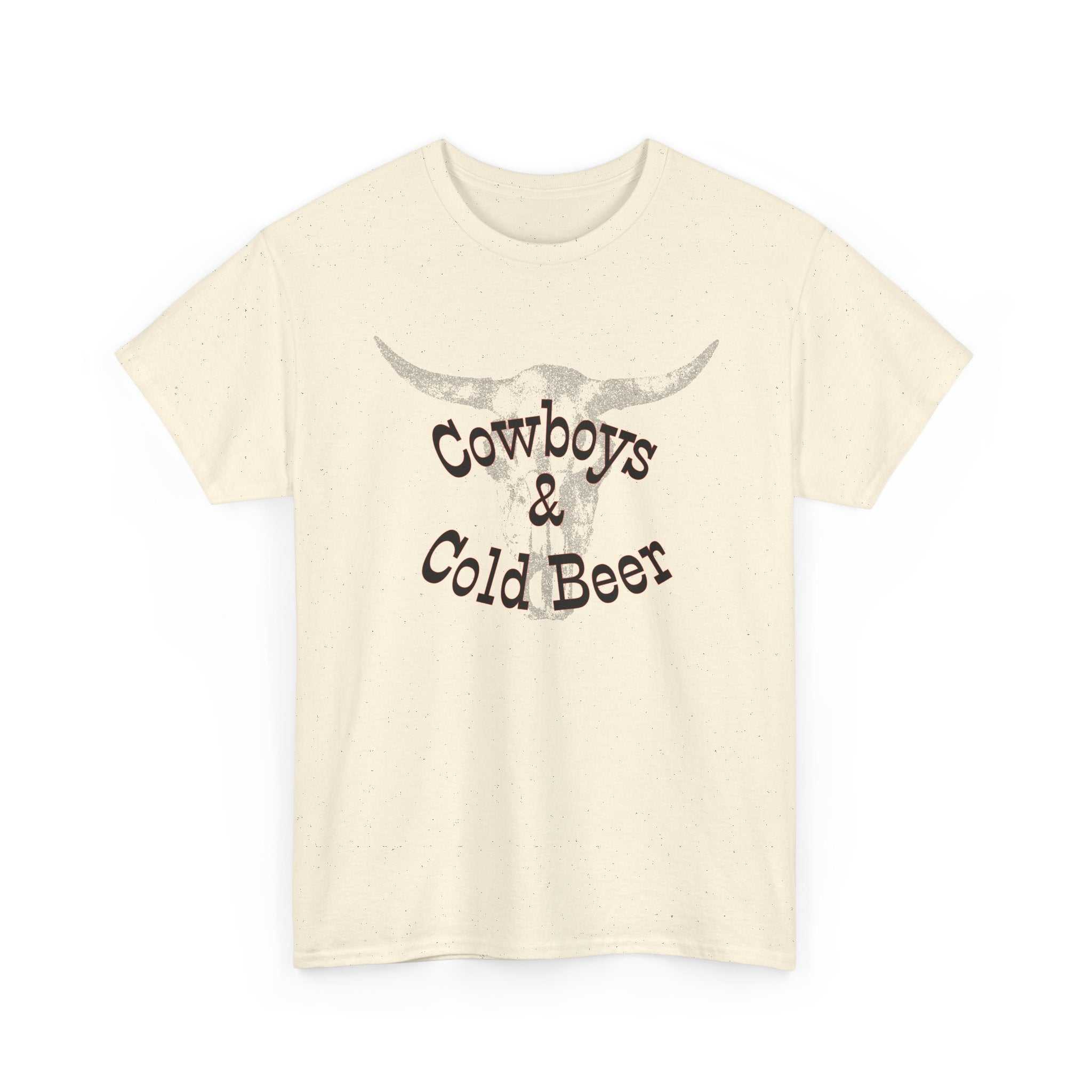 Western cowboy graphic T-shirt by Big Sky Ranch Co., featuring cowboy and cold beer design on a casual men's tee.
