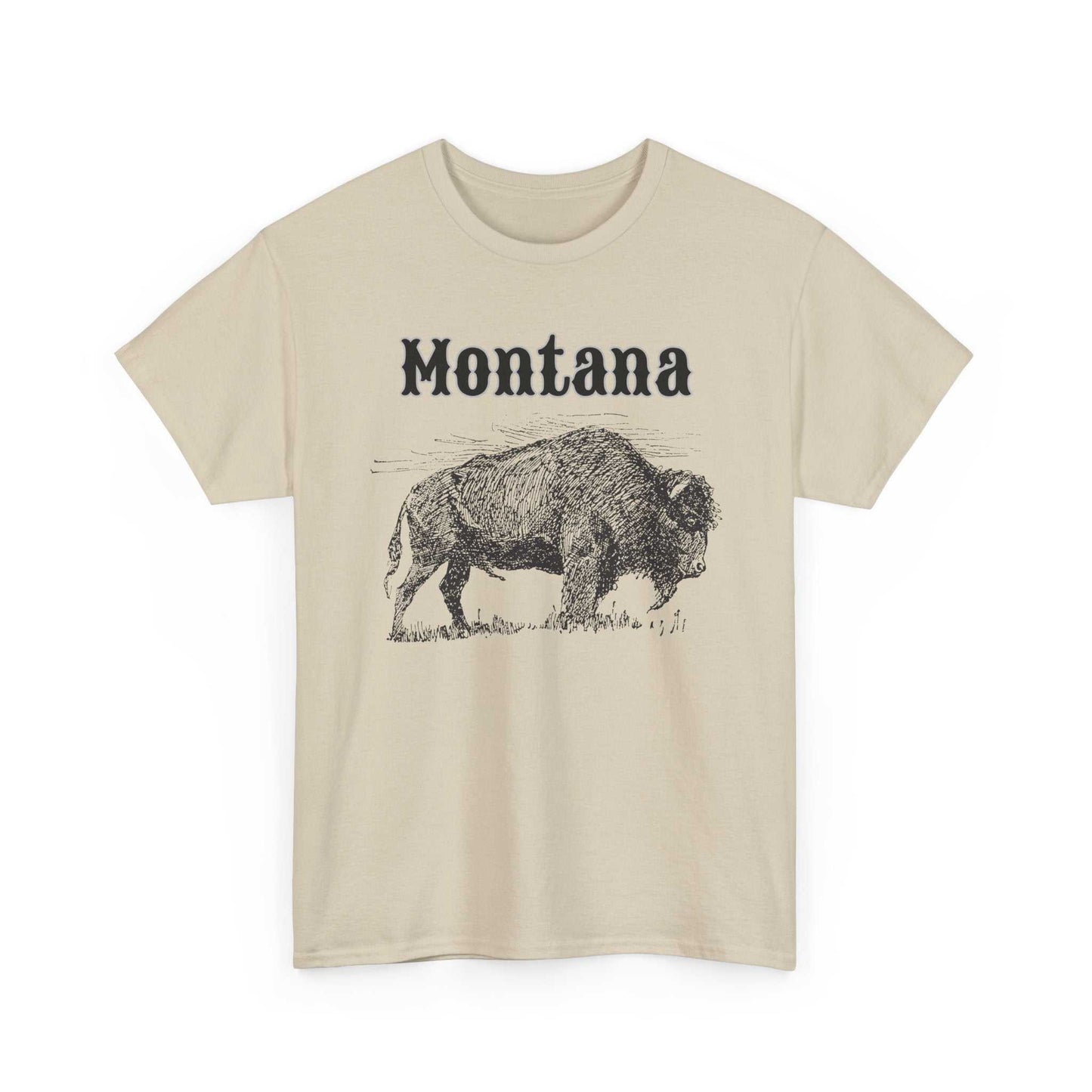 Vintage Montana Bison T-Shirt by Big Sky Ranch Co., featuring a bold buffalo graphic on a comfortable casual tee.