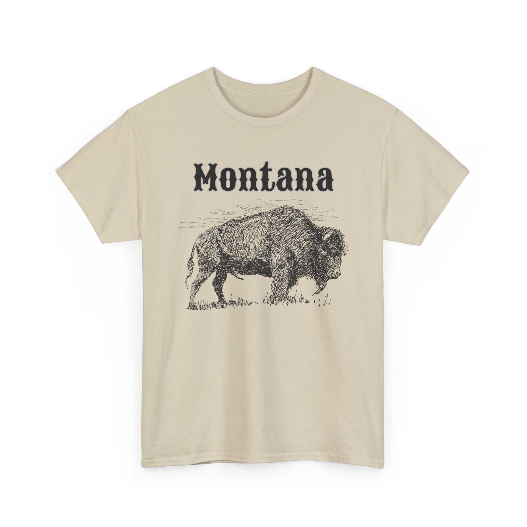 Vintage Montana Bison T-Shirt by Big Sky Ranch Co., featuring a bold buffalo graphic on a comfortable casual tee.