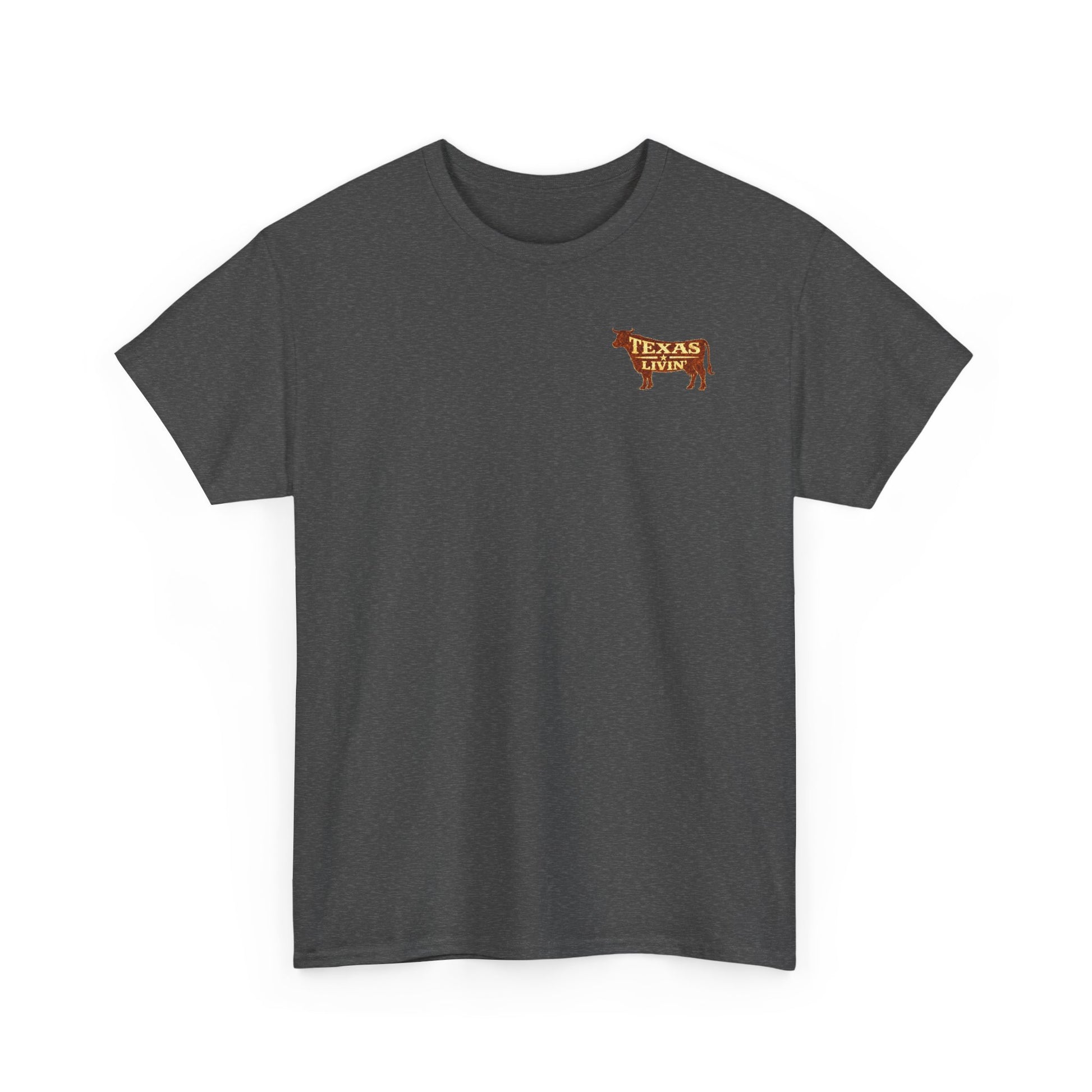 Navy blue T-shirt with Texas Livin' cowboy graphic