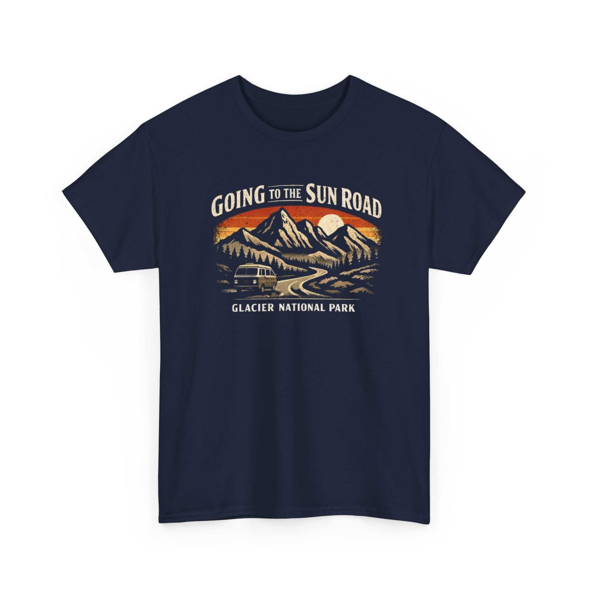 Big Sky Ranch Co. Glacier National Park Going to the Sun Road graphic T-shirt with mountain and road design on soft fabric.
