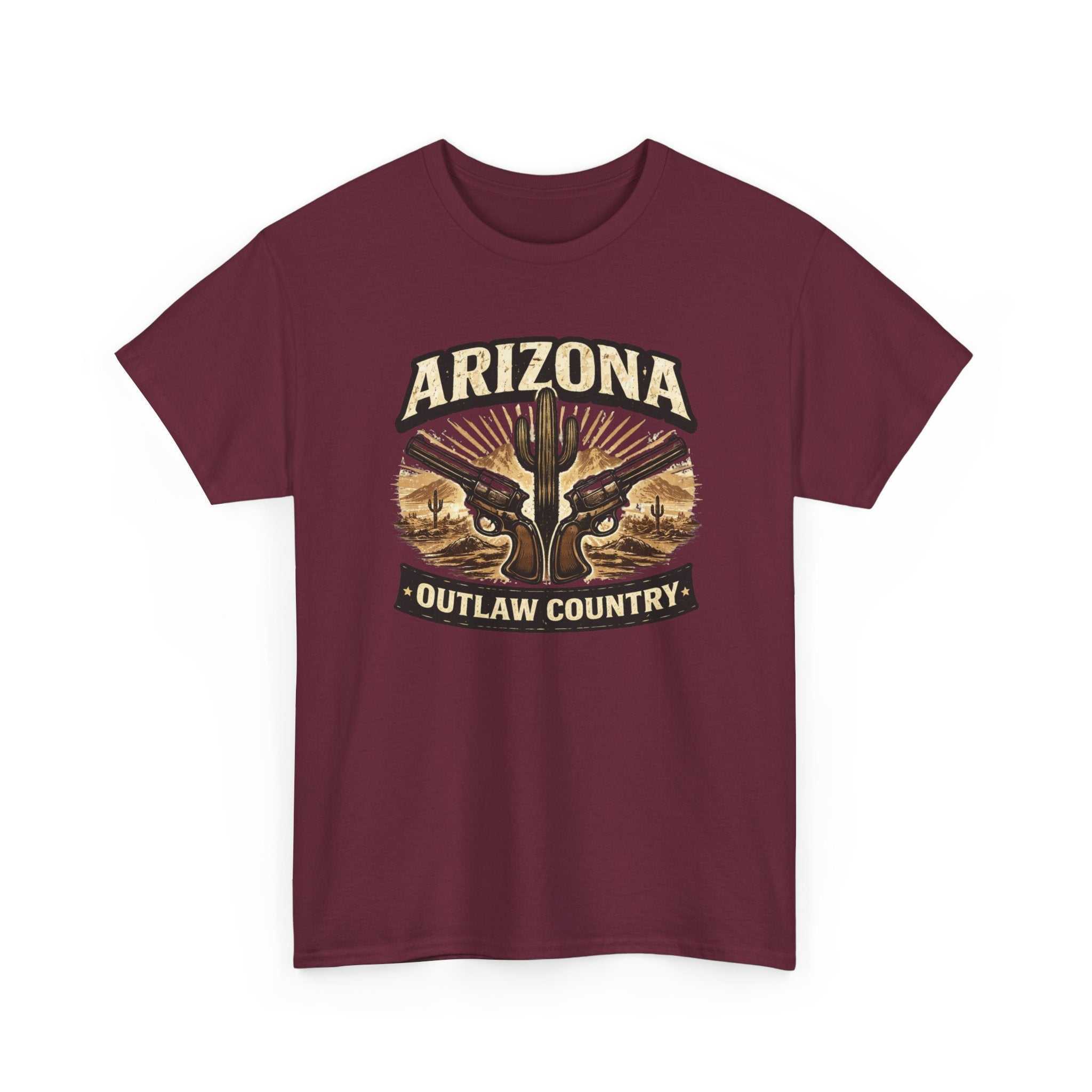 Arizona Outlaw Country T-Shirt by Big Sky Ranch Co. featuring desert cactus Western graphic design on a casual tee.