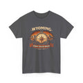 Big Sky Ranch Co. Wyoming Compass T-Shirt featuring vintage adventure design with "Find Your West" slogan and compass graphic.