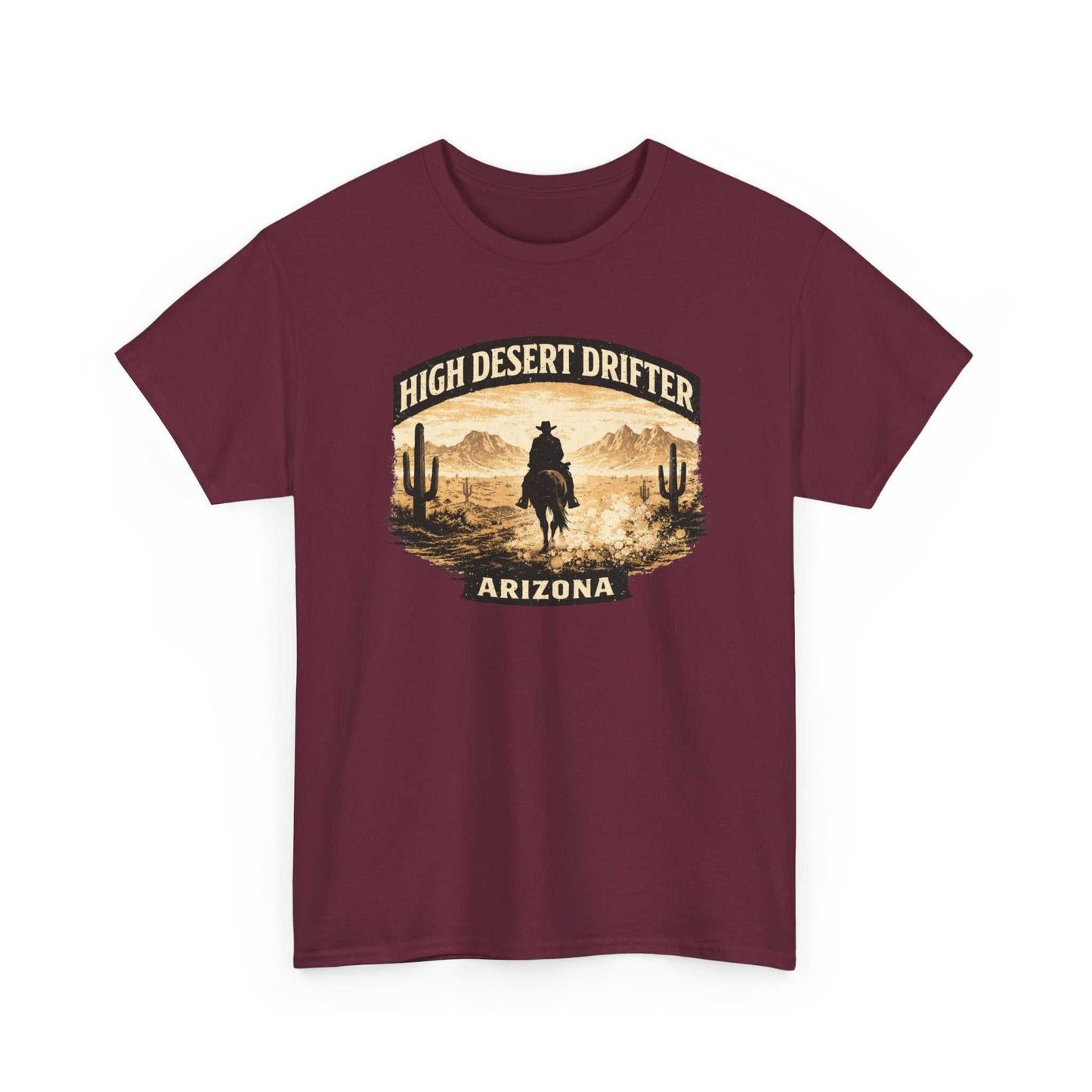 Western cowboy desert graphic T-shirt from Big Sky Ranch Co., featuring the High Desert Drifter Arizona design on a casual tee.