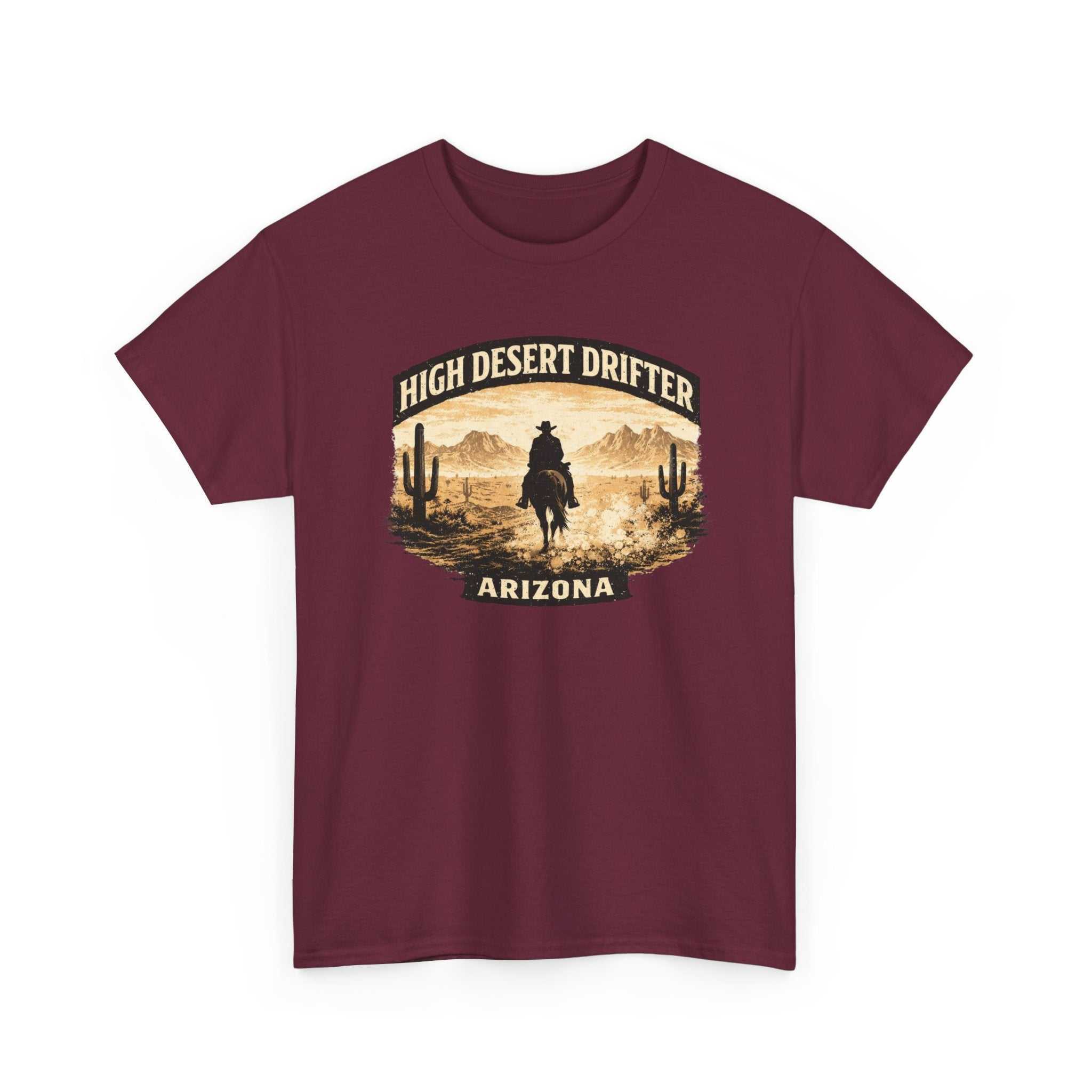 Western cowboy desert graphic T-shirt from Big Sky Ranch Co., featuring the High Desert Drifter Arizona design on a casual tee.