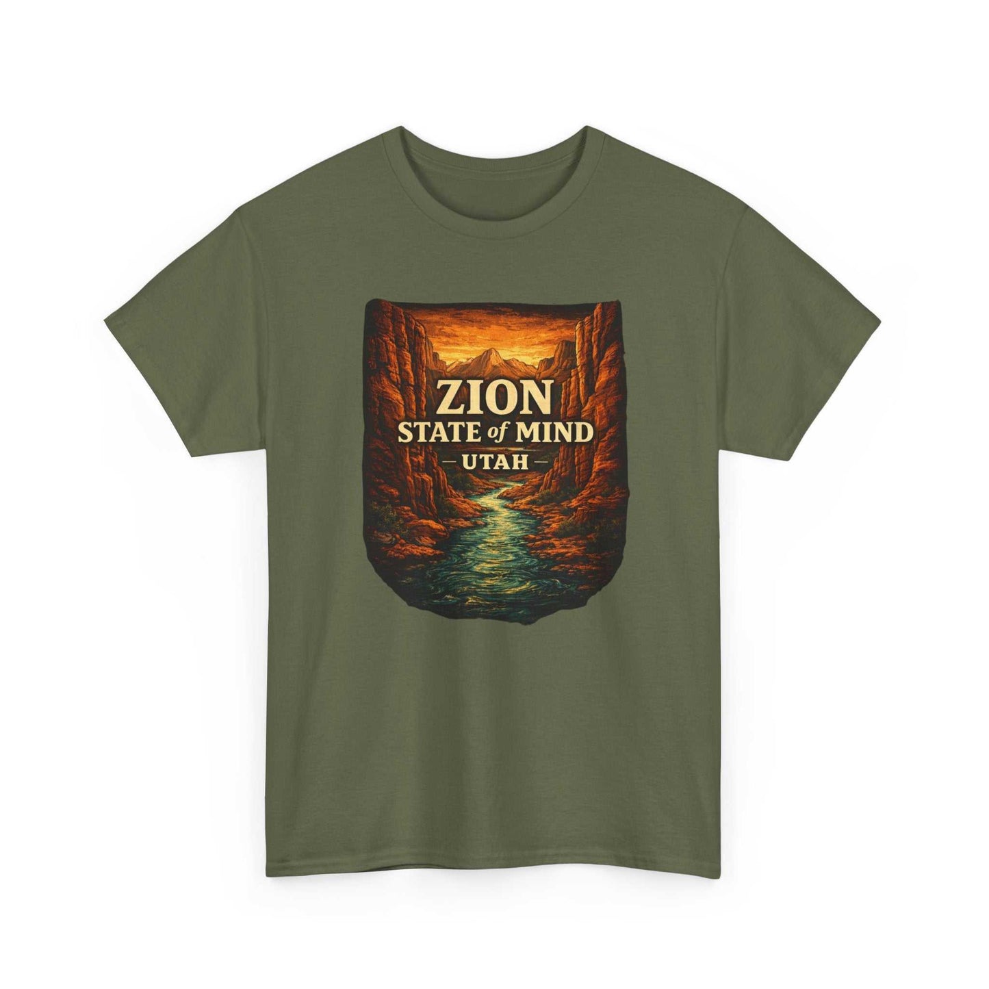 Big Sky Ranch Co. Zion State of Mind Utah T-Shirt featuring scenic canyon adventure design on soft cotton fabric.