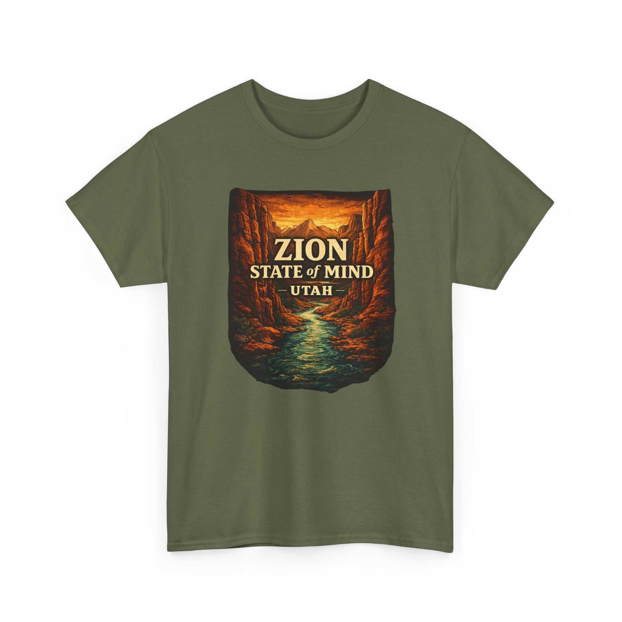 Big Sky Ranch Co. Zion State of Mind Utah T-Shirt featuring scenic canyon adventure design on soft cotton fabric.