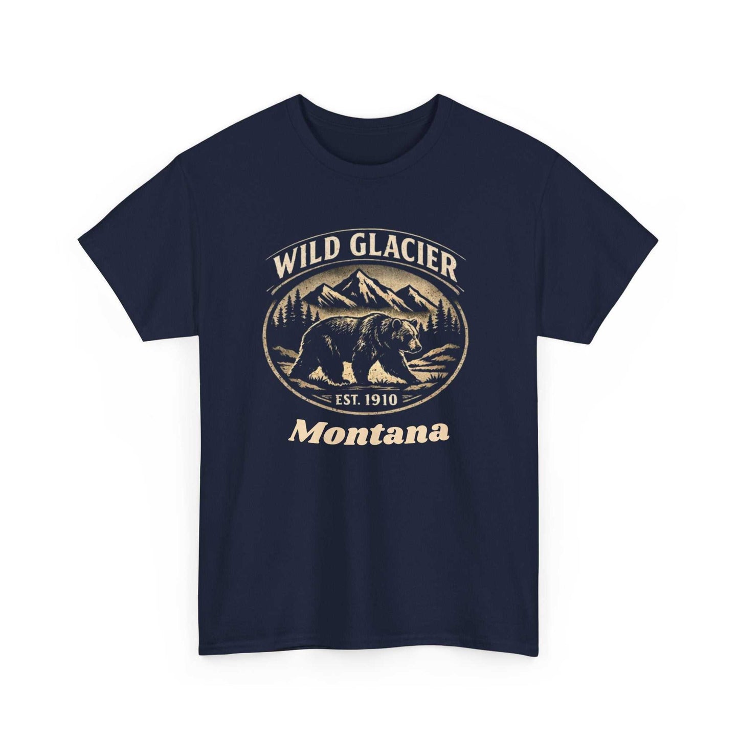 Wild Glacier Montana Bear T-Shirt by Big Sky Ranch Co., vintage-style Montana National Park graphic tee, showcasing a bear design.