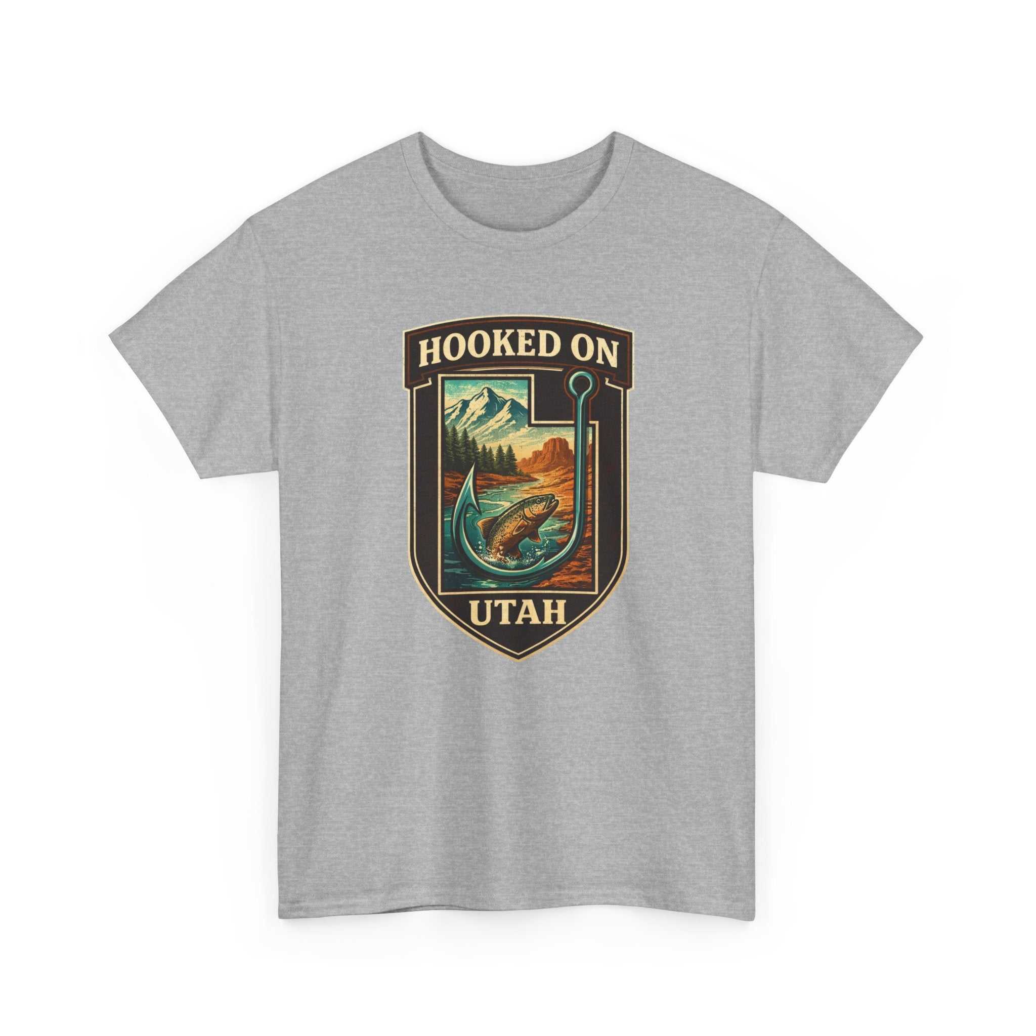 Vintage Utah fishing T-shirt by Big Sky Ranch Co. featuring outdoors and fly fishing design on a comfortable casual tee.