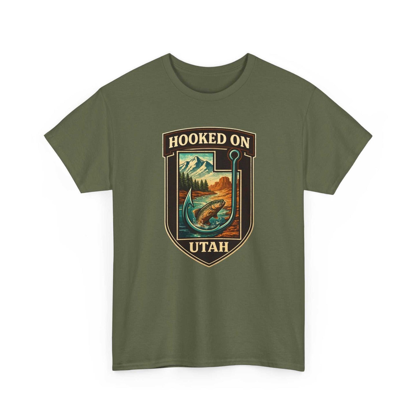 Vintage Utah fishing T-shirt by Big Sky Ranch Co. featuring outdoors fly fishing design on a comfortable casual tee.