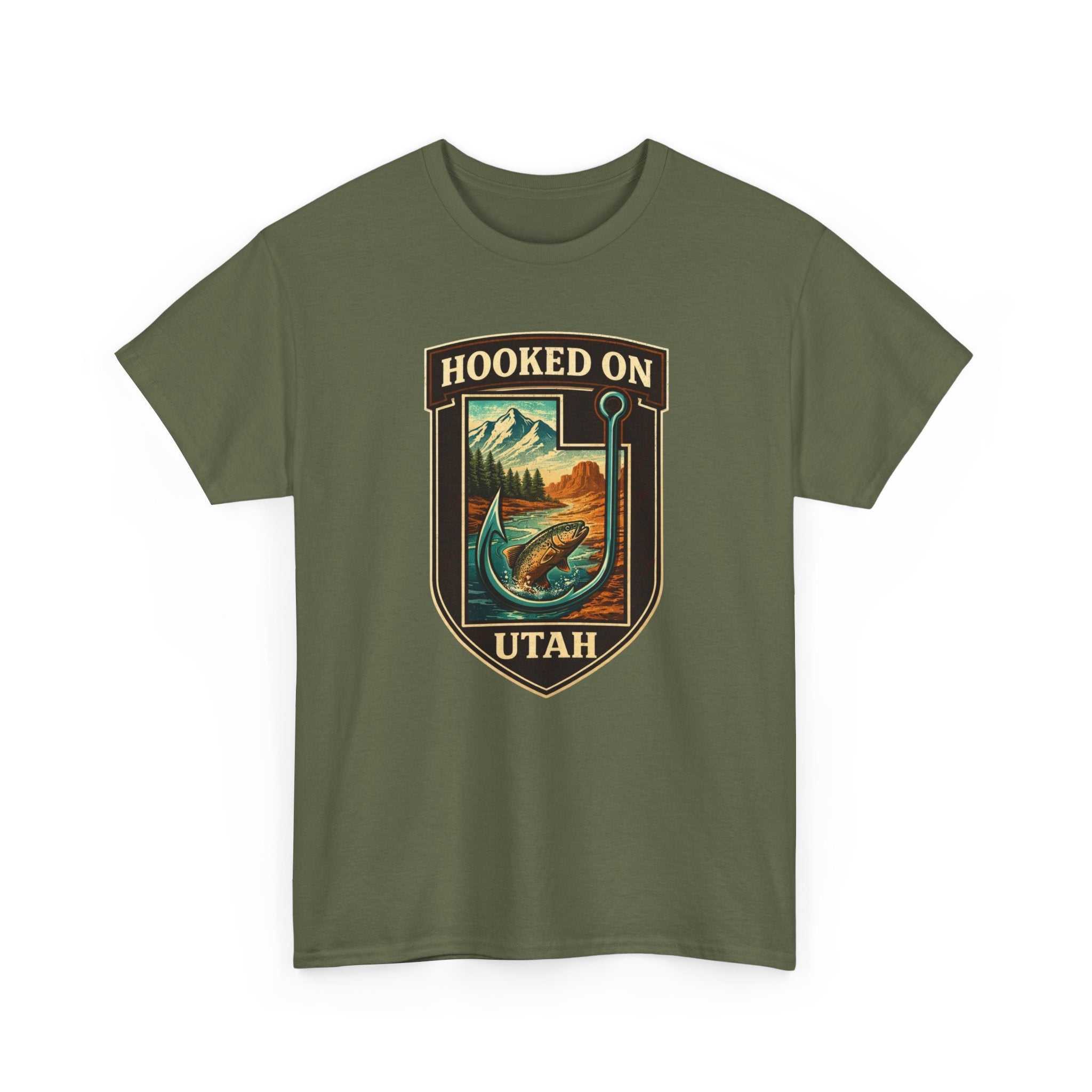Vintage Utah fishing T-shirt by Big Sky Ranch Co. featuring outdoors fly fishing design on a comfortable casual tee.