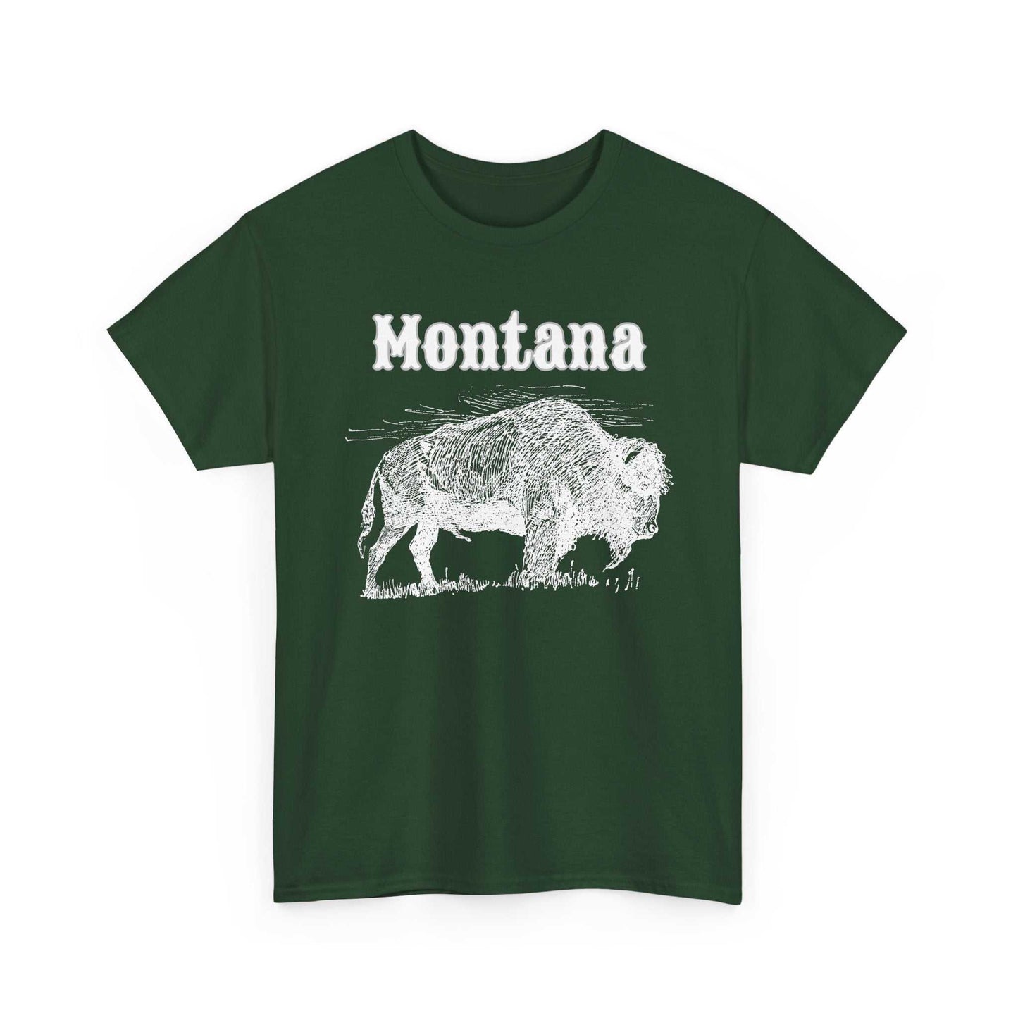 Big Sky Ranch Co. Montana Bison T-Shirt featuring vintage buffalo graphic on a casual cotton tee.