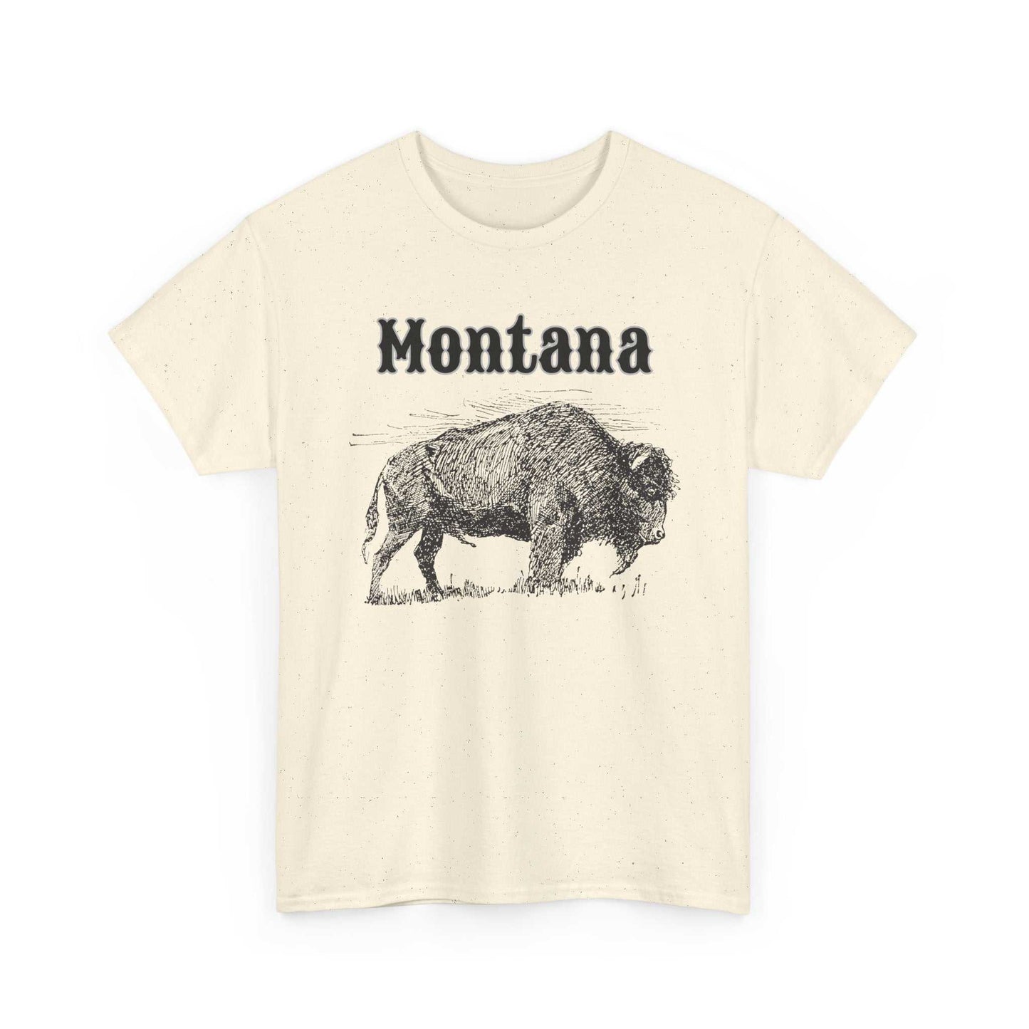 Big Sky Ranch Co. Montana Bison T-Shirt featuring a vintage buffalo graphic on a casual cotton tee.