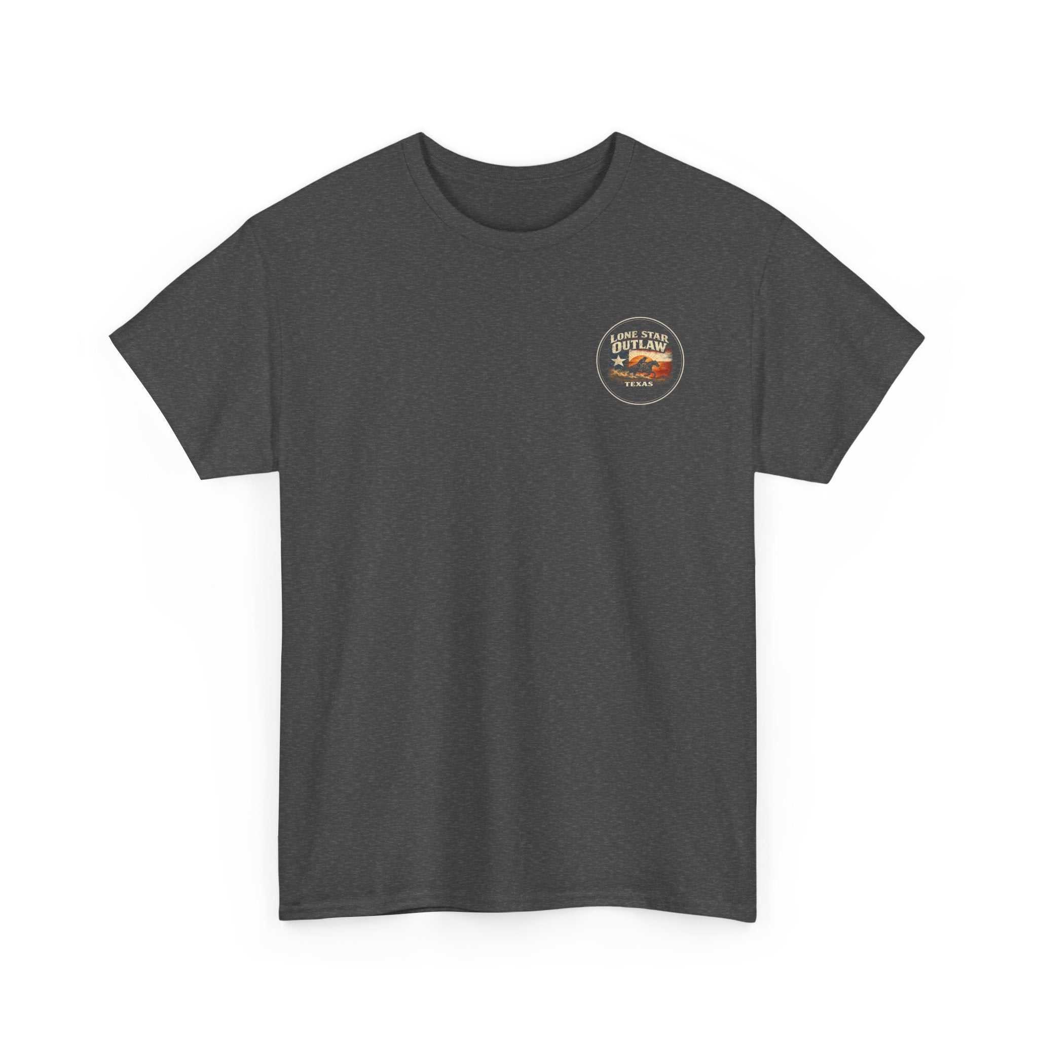 Navy blue T-shirt with Texas-themed skull graphic and Lone Star State text