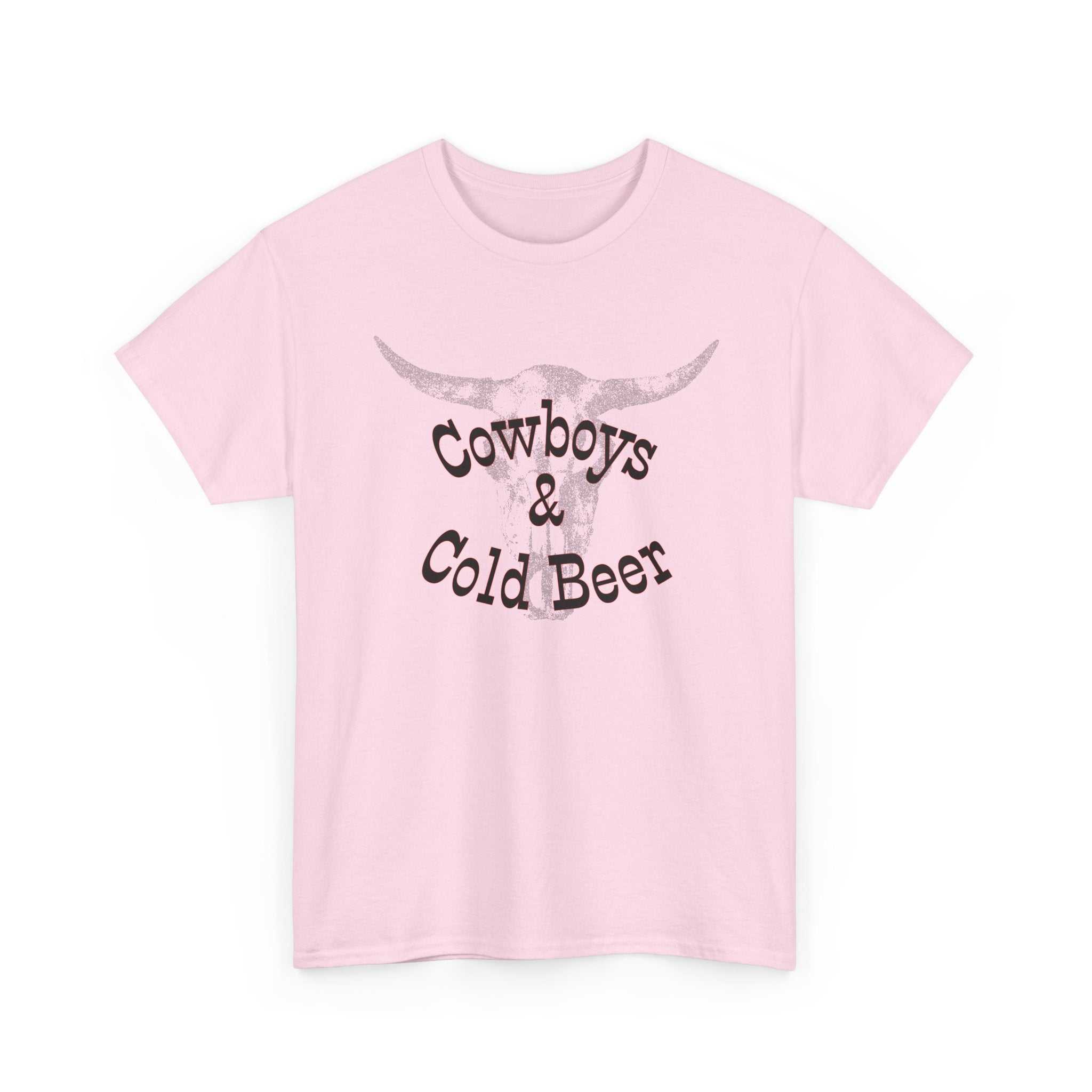 Western cowboy graphic T-shirt by Big Sky Ranch Co. featuring cowboy and cold beer design on a casual tee.