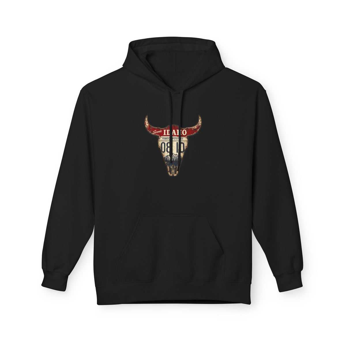 Longhorn Skull Hoodie — Western Buffalo Skull Graphic Pullover