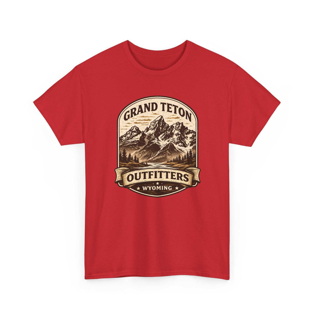 Big Sky Ranch Co. Grand Teton Outfitters Wyoming Mountain Adventure T-Shirt, featuring mountain landscape graphic and comfortable fabric.