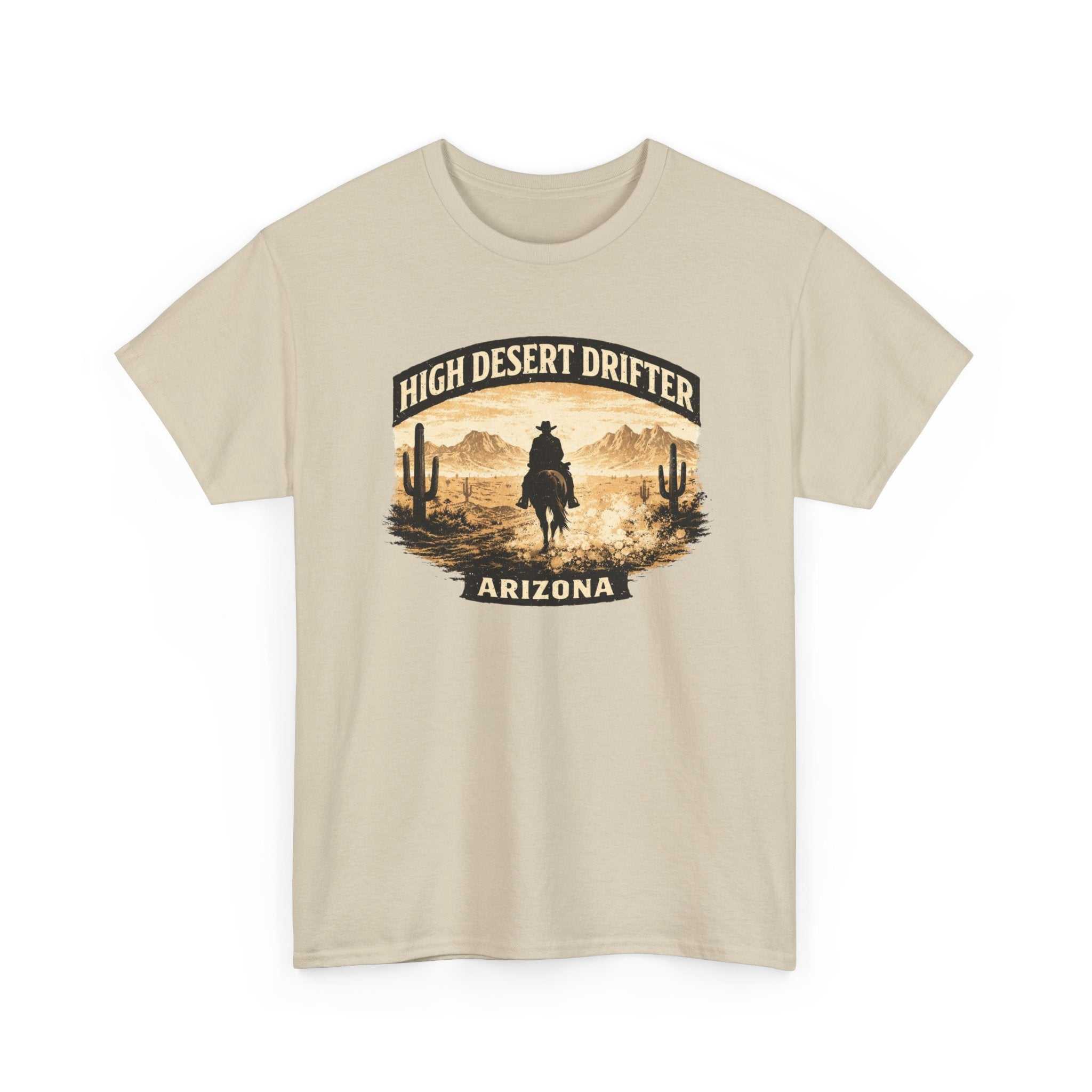 Western cowboy desert graphic T-shirt from Big Sky Ranch Co., featuring the High Desert Drifter Arizona design.