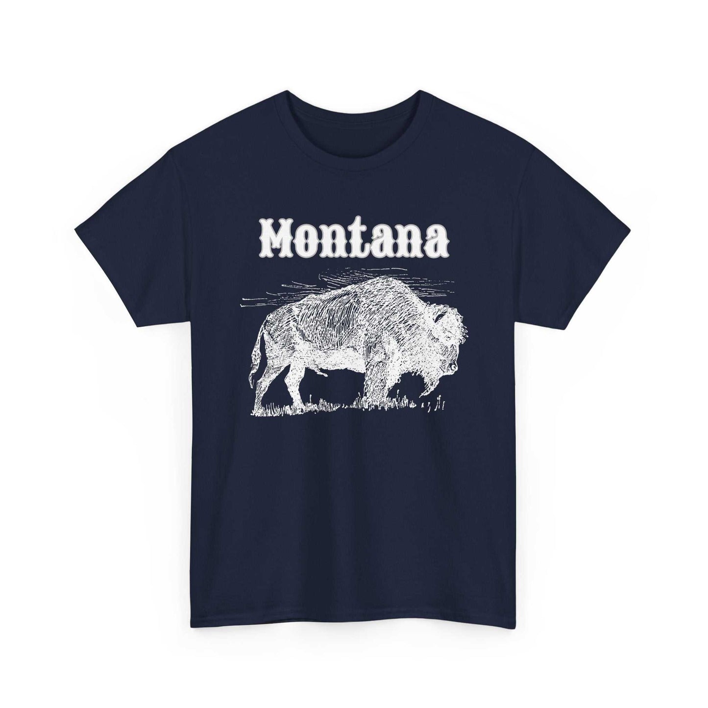 Big Sky Ranch Co. Montana Bison T-Shirt featuring a vintage buffalo graphic on a casual cotton tee.